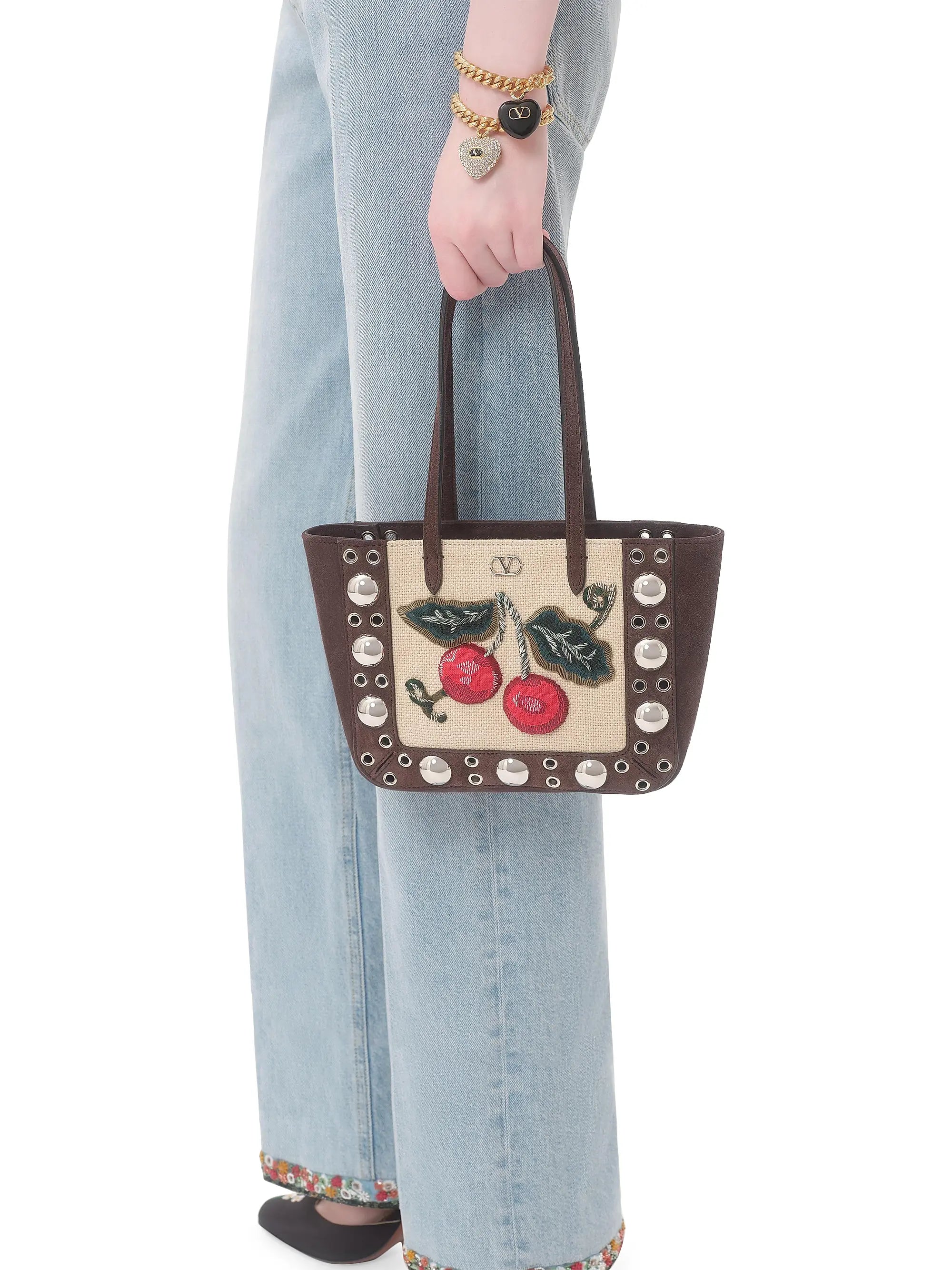 Valentino Garavani Nellcote Mini Embroidered Tote Shopping Bag