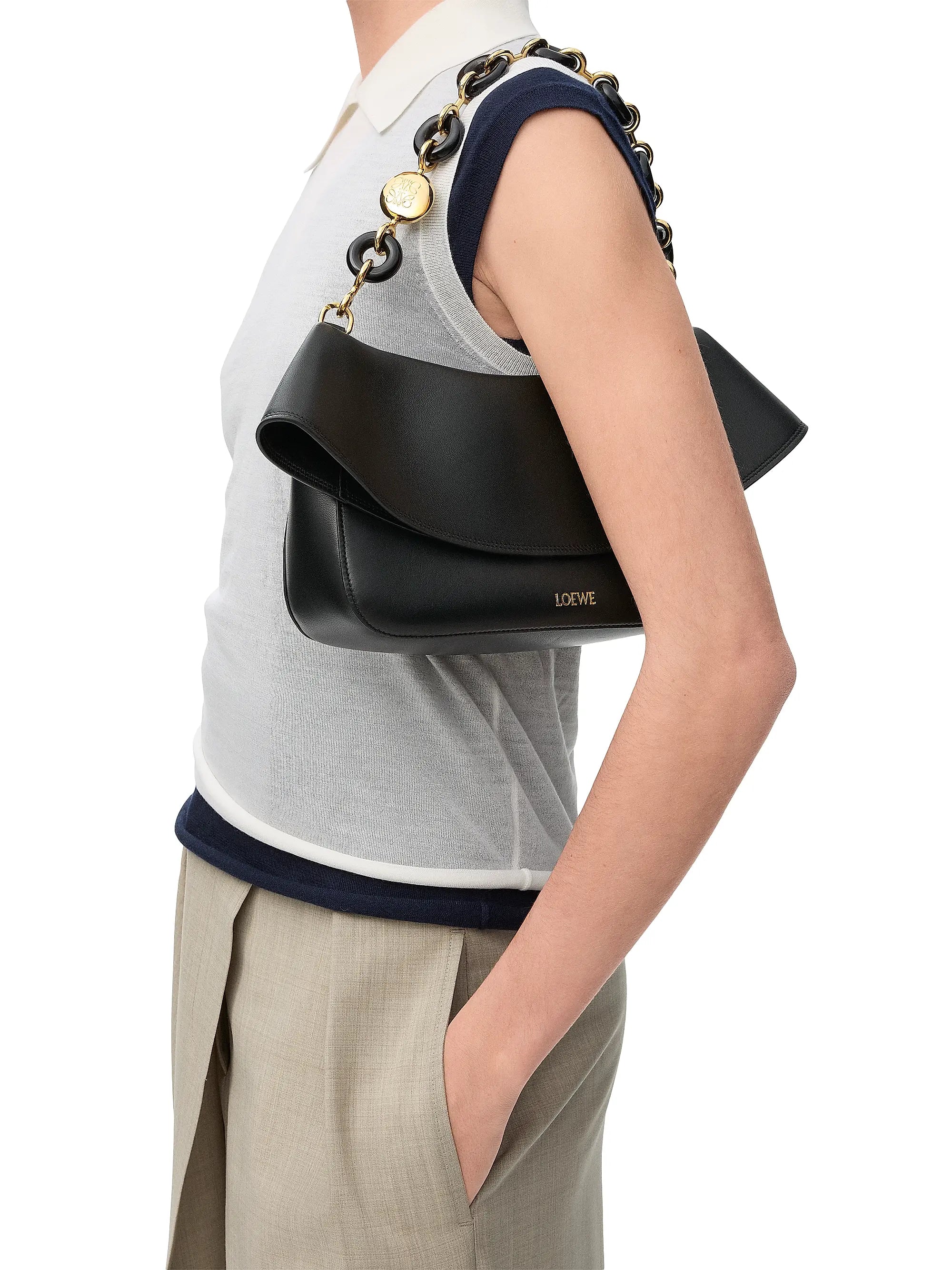 LOEWE Medium Ola Chain Leather Shoulder Bag