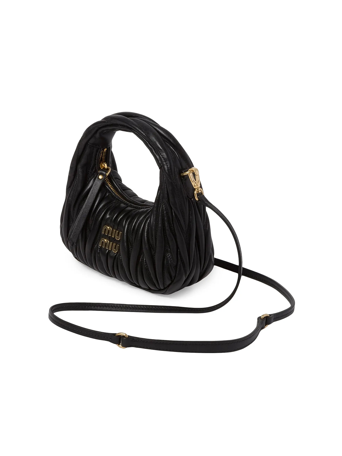 Women's Miu Miu Wander Matelassé Nappa Leather Hobo Mini-Bag, detail 4