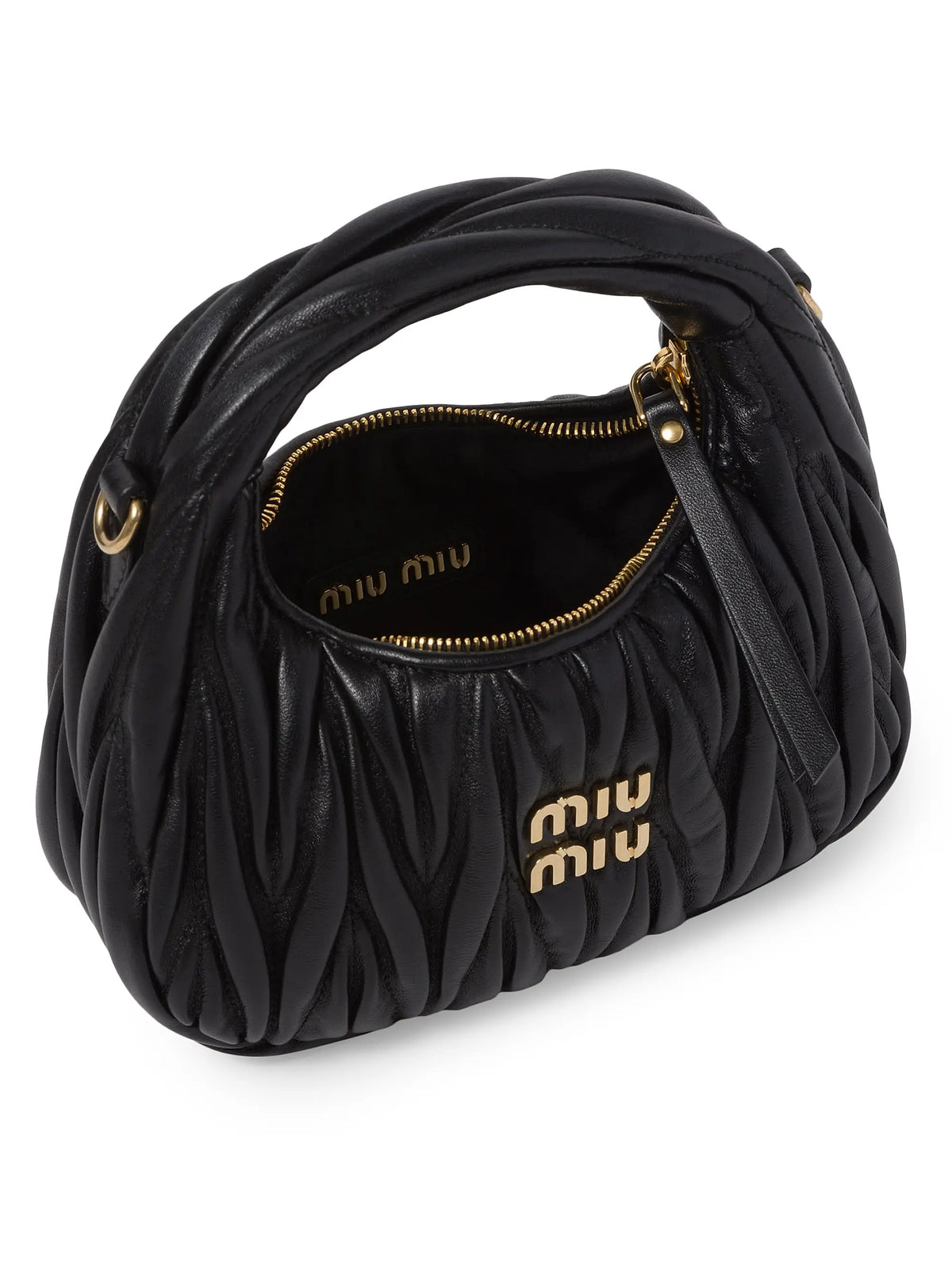 Miu Miu Wander Matelassé Nappa Leather Hobo Mini-Bag