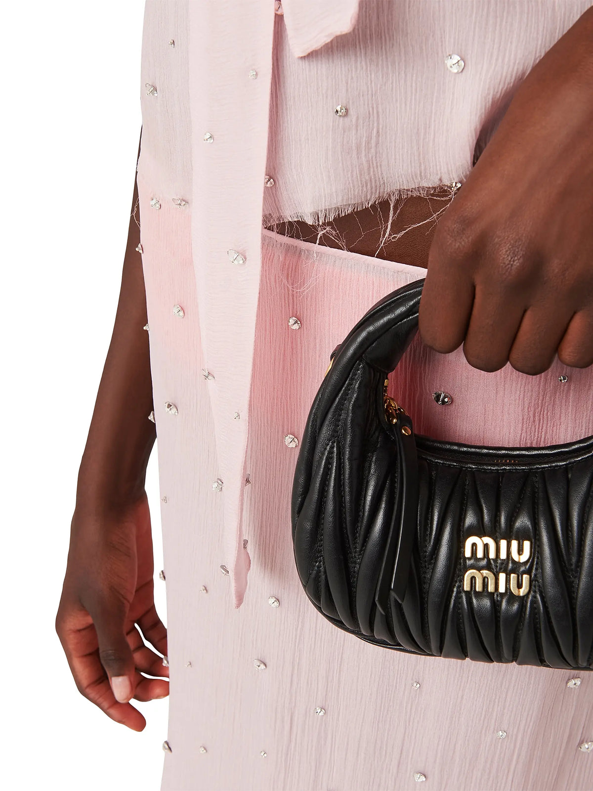 Miu Miu Wander Matelassé Nappa Leather Hobo Mini-Bag