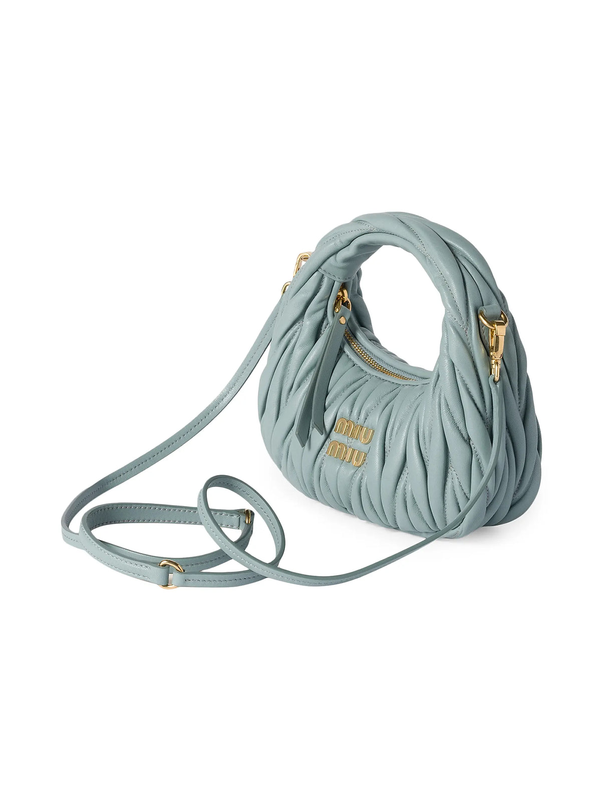 Miu Miu Wander Matelassé Nappa Leather Hobo Mini-Bag