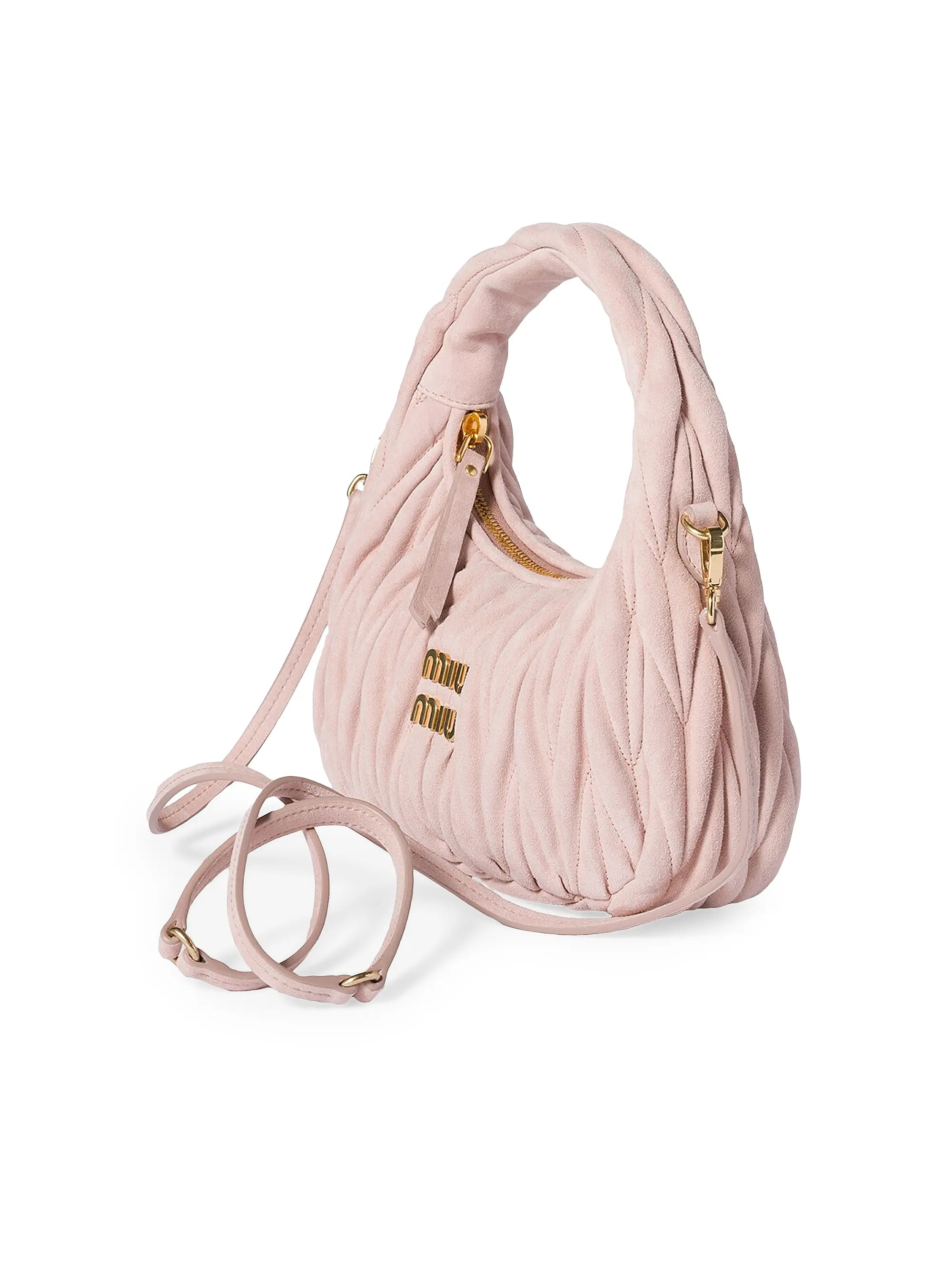 Miu Miu Wander Matelassé Suede Top Handle Bag