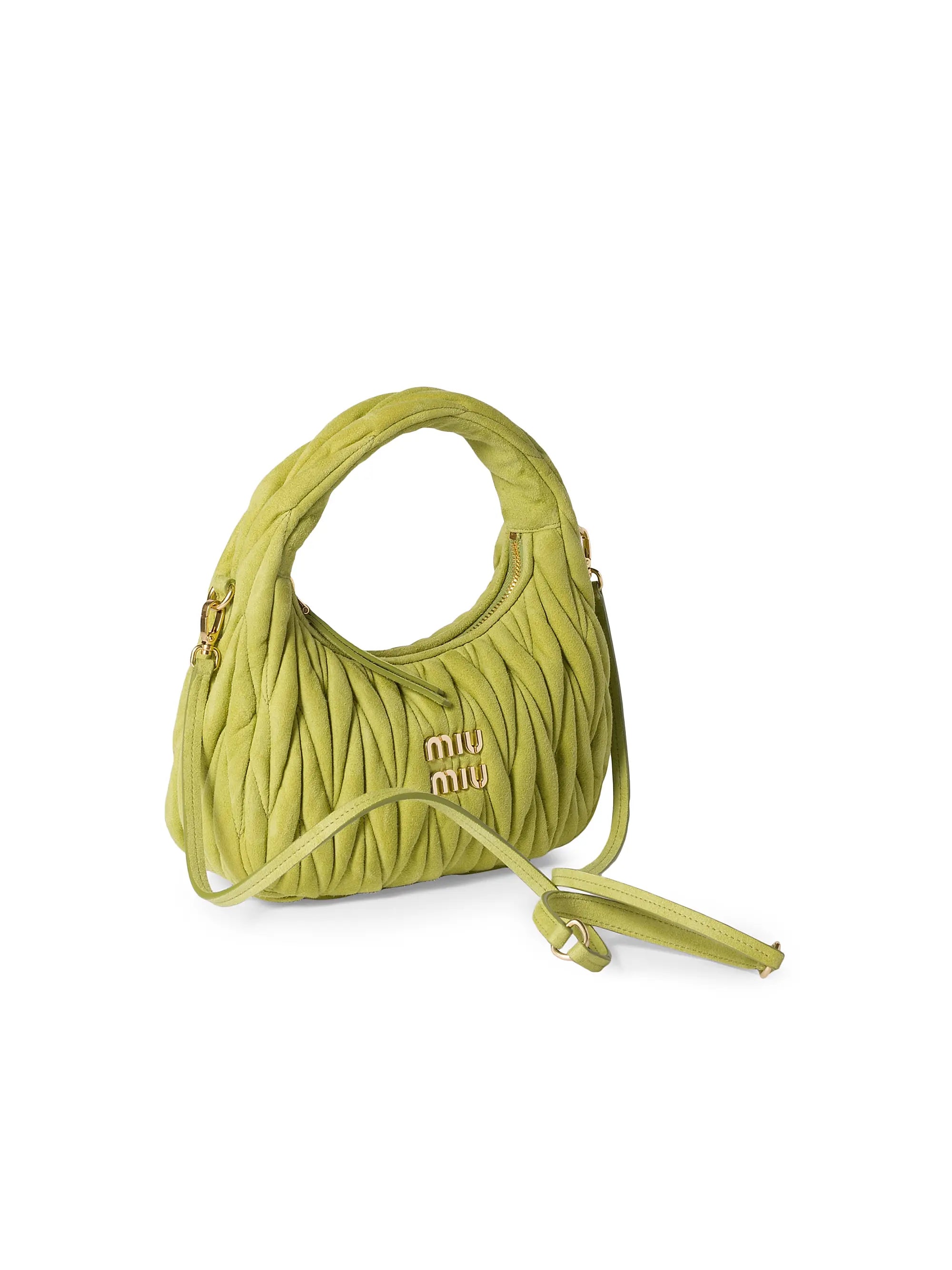 Miu Miu Wander Matelassé Suede Top Handle Bag