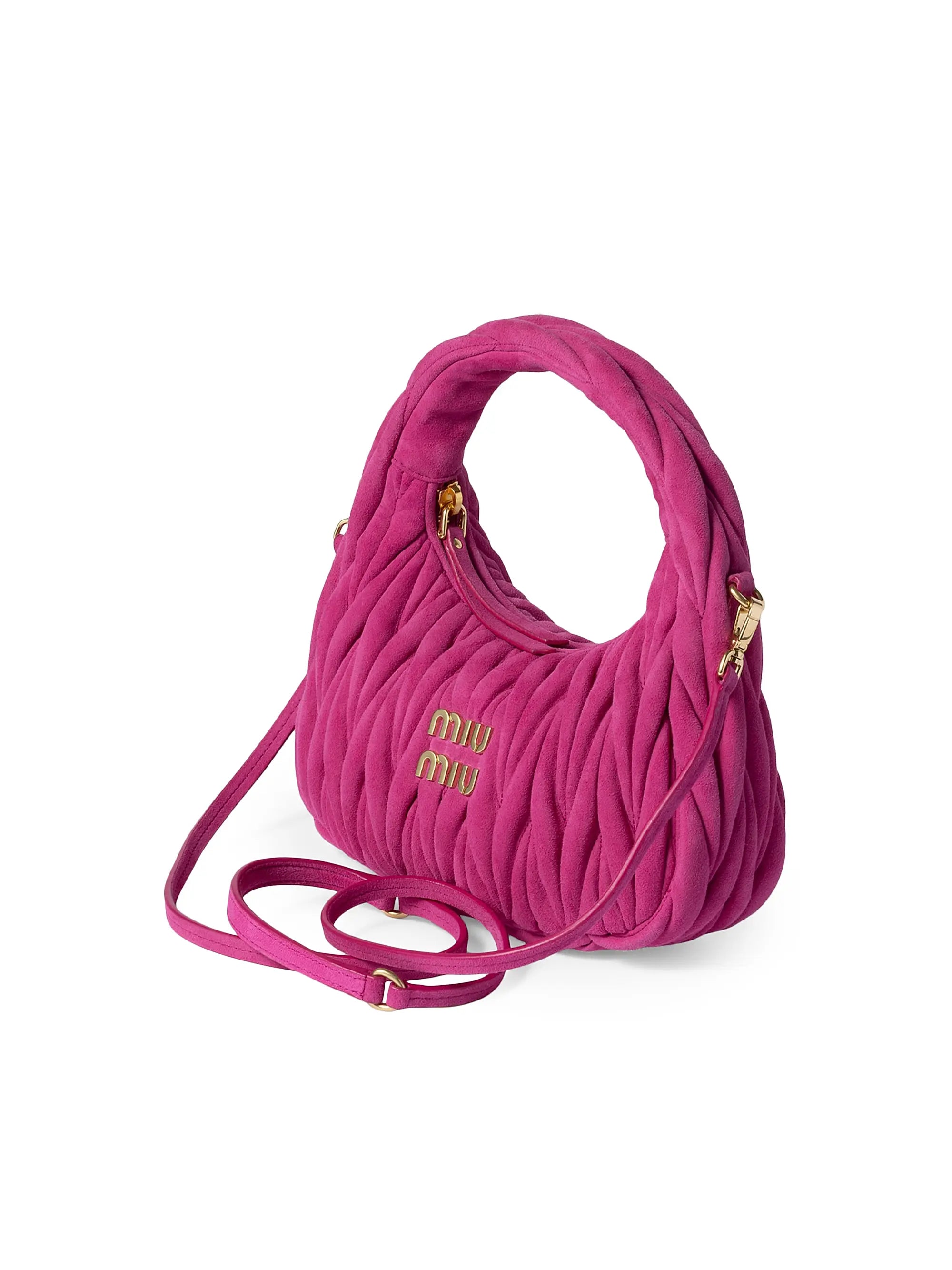 Miu Miu Wander Matelassé Suede Top Handle Bag