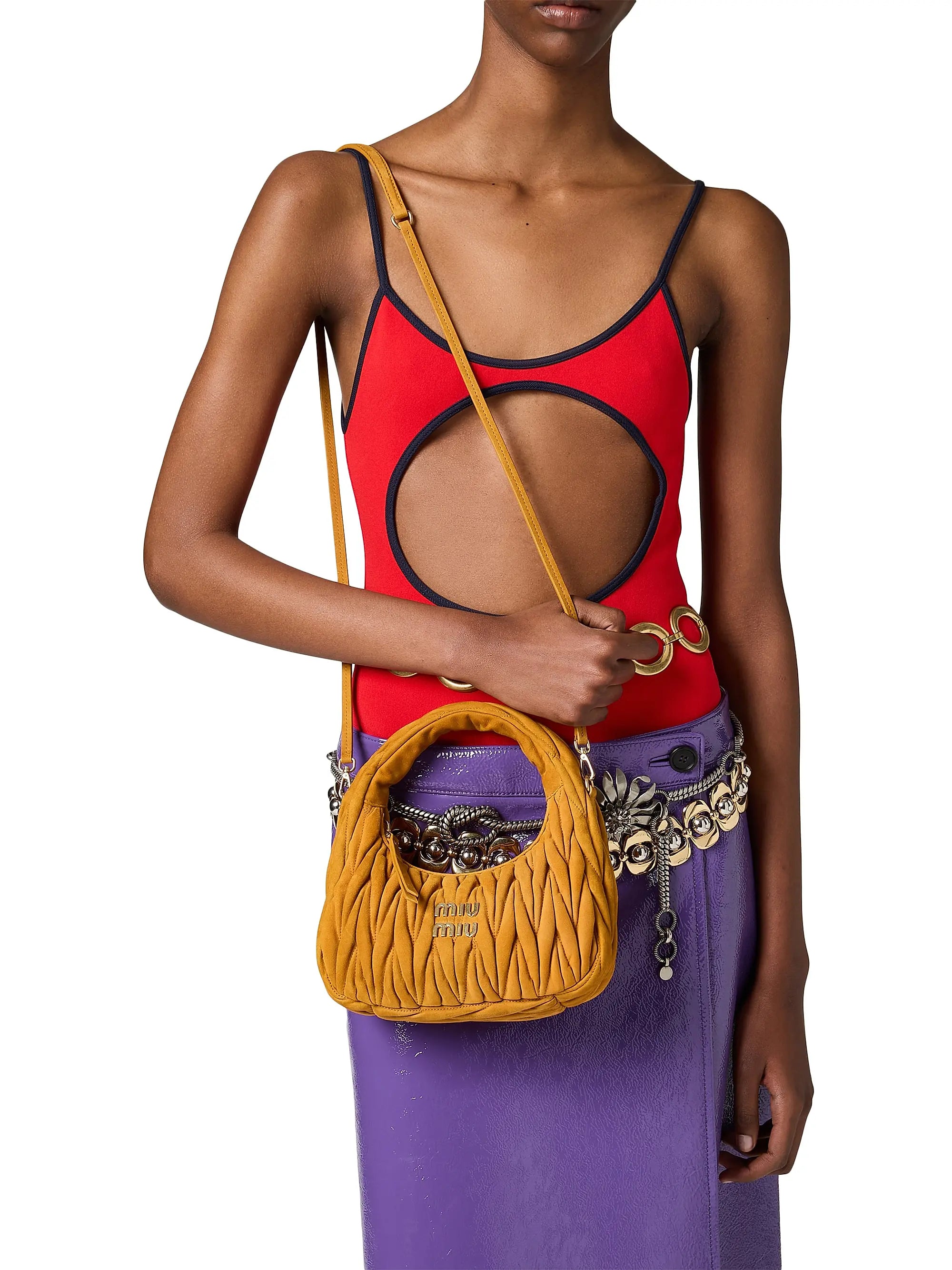 Miu Miu Wander Matelassé Suede Top Handle Bag