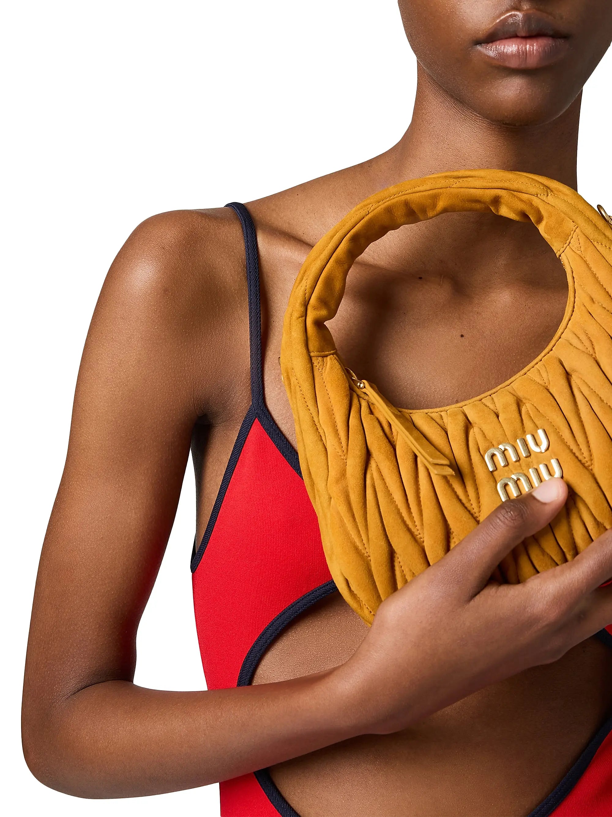 Miu Miu Wander Matelassé Suede Top Handle Bag