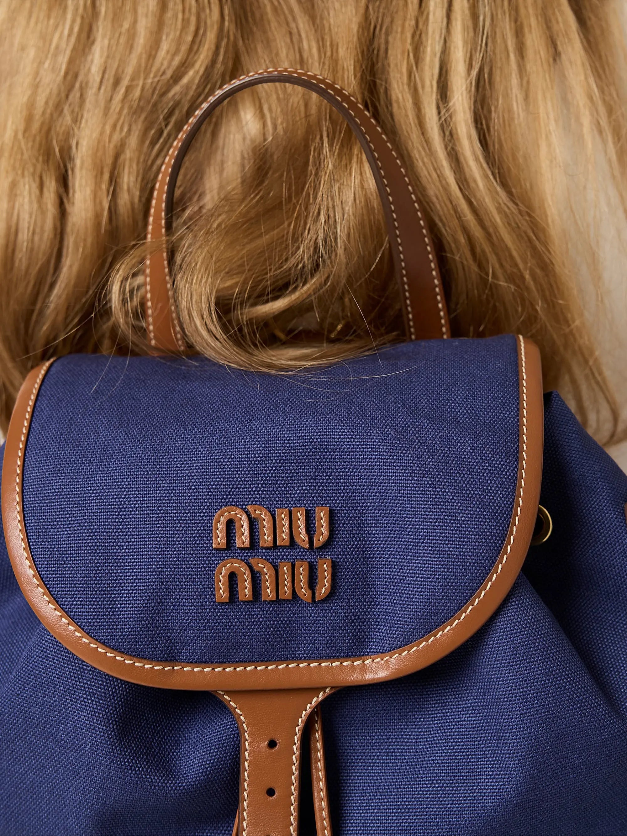 Miu Miu Canvas and Leather Backpack