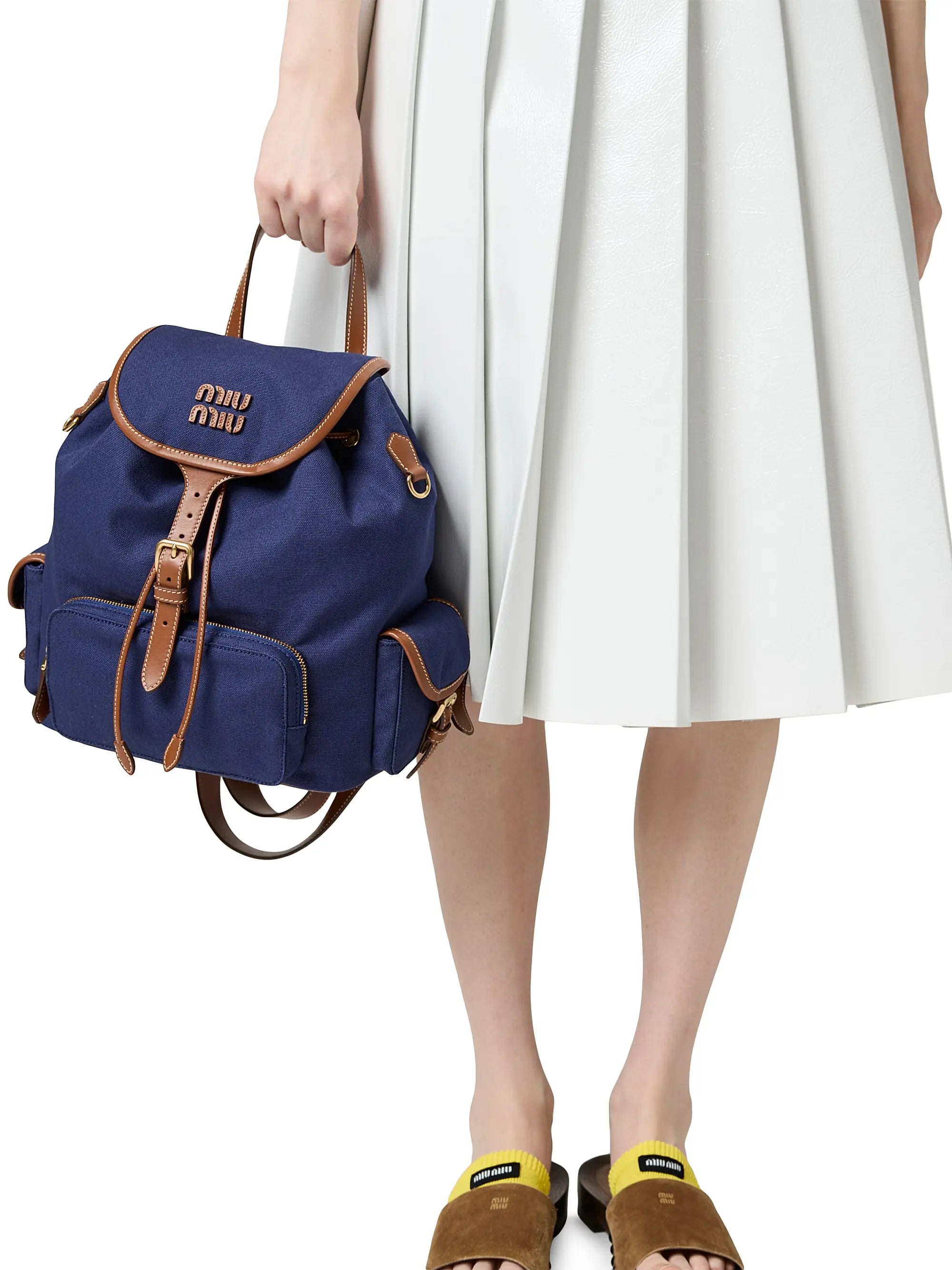 Miu Miu Canvas and Leather Backpack