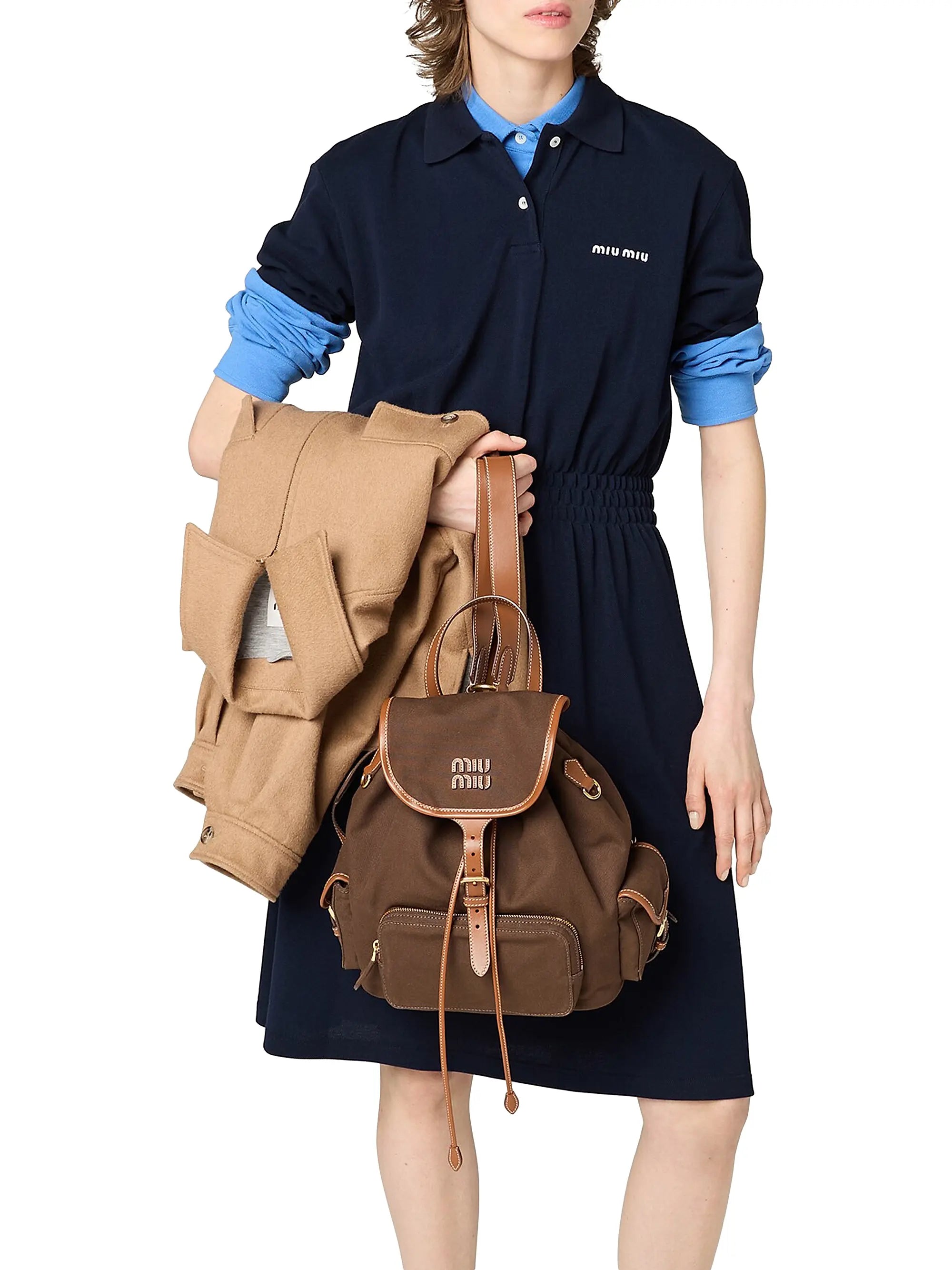 Miu Miu Canvas and Leather Backpack