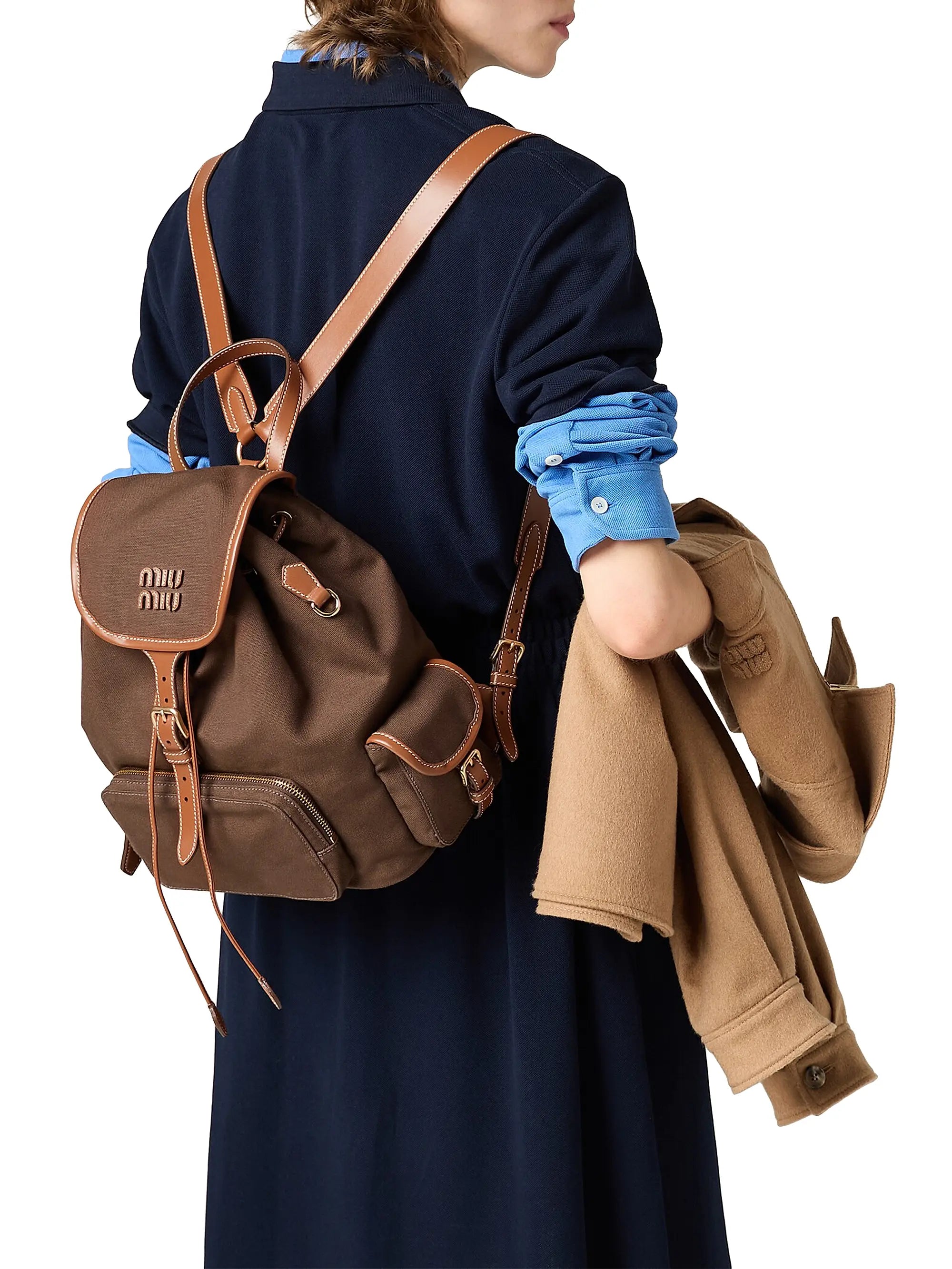 Miu Miu Canvas and Leather Backpack
