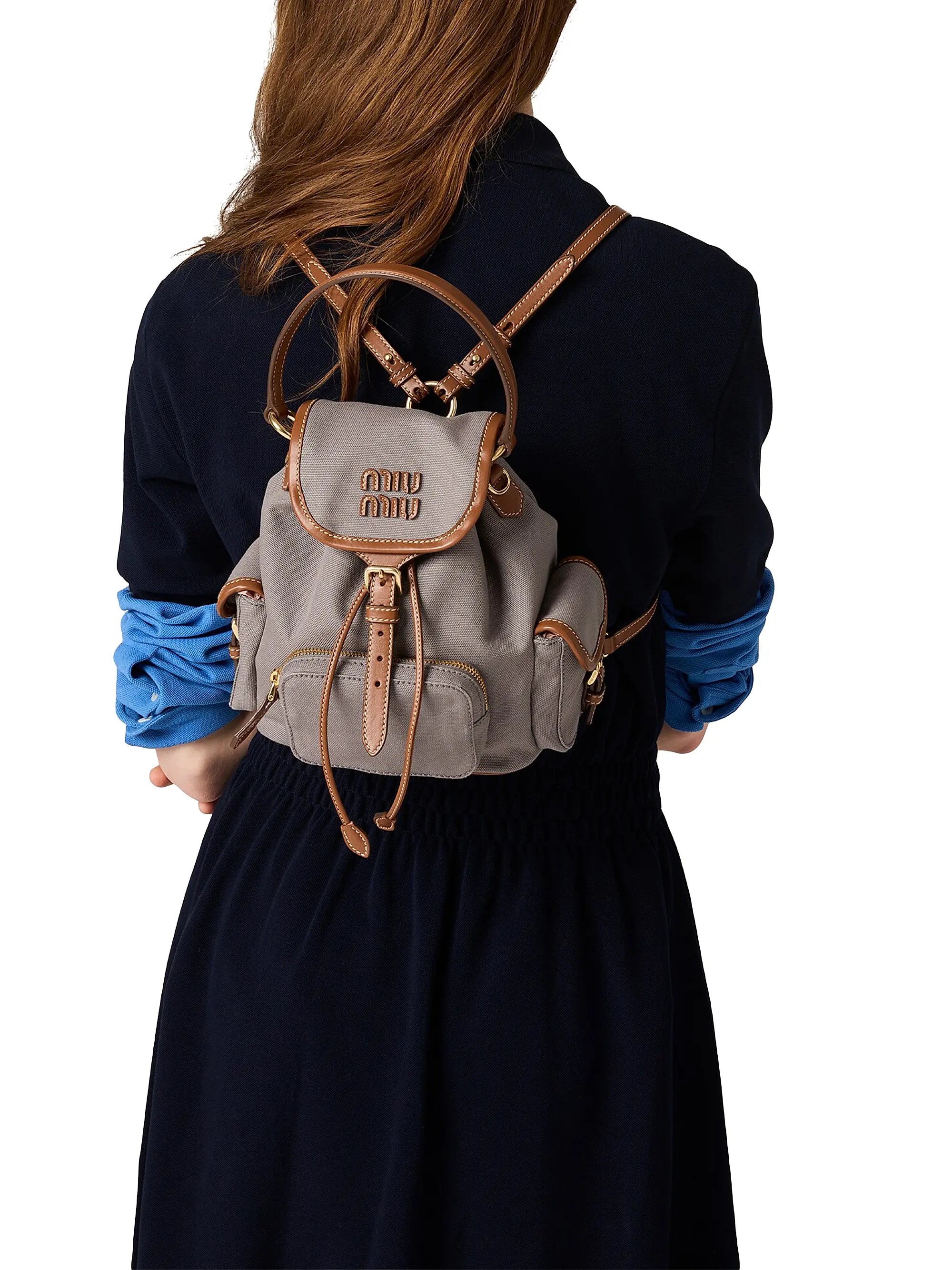 Miu Miu Canvas and Leather Backpack