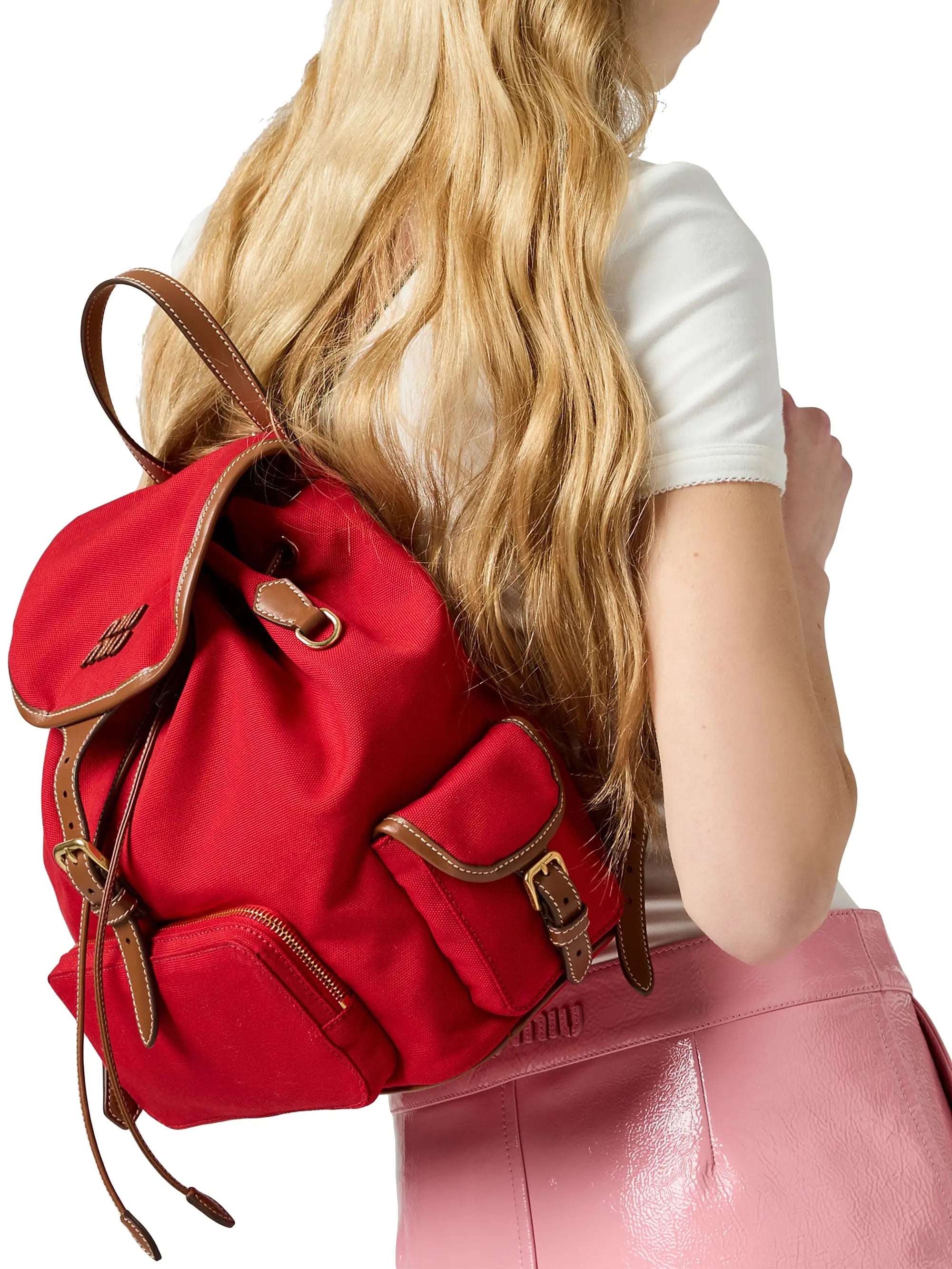 Miu Miu Canvas and Leather Backpack