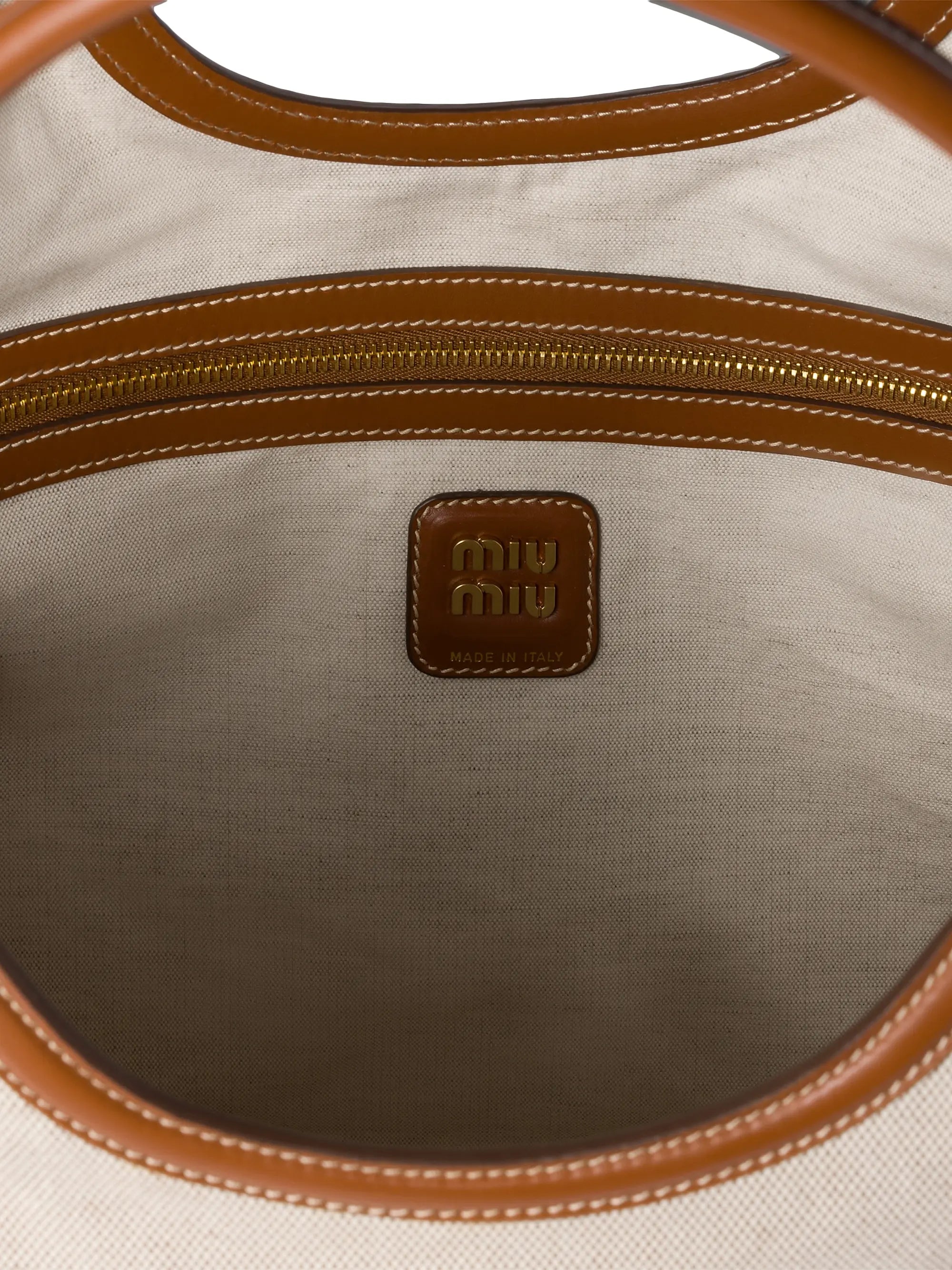 Miu Miu Ivy Canvas and Leather Tote Bag