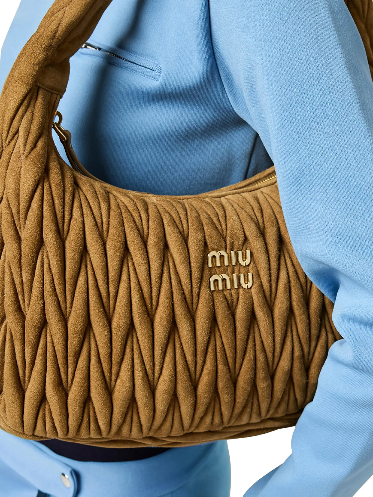 Miu Miu Wander Matelassé Suede Hobo Bag