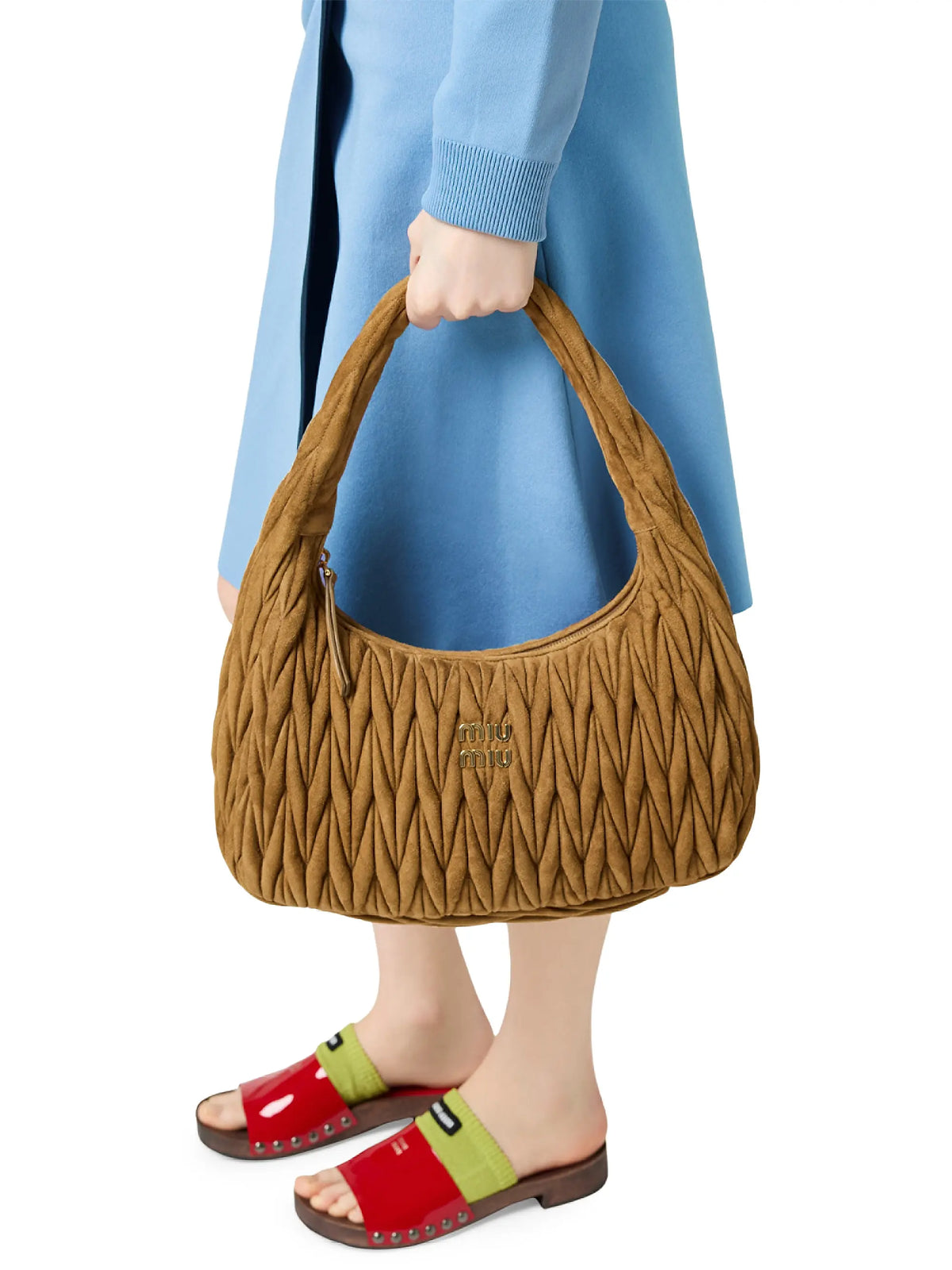 Miu Miu Wander Matelassé Suede Hobo Bag