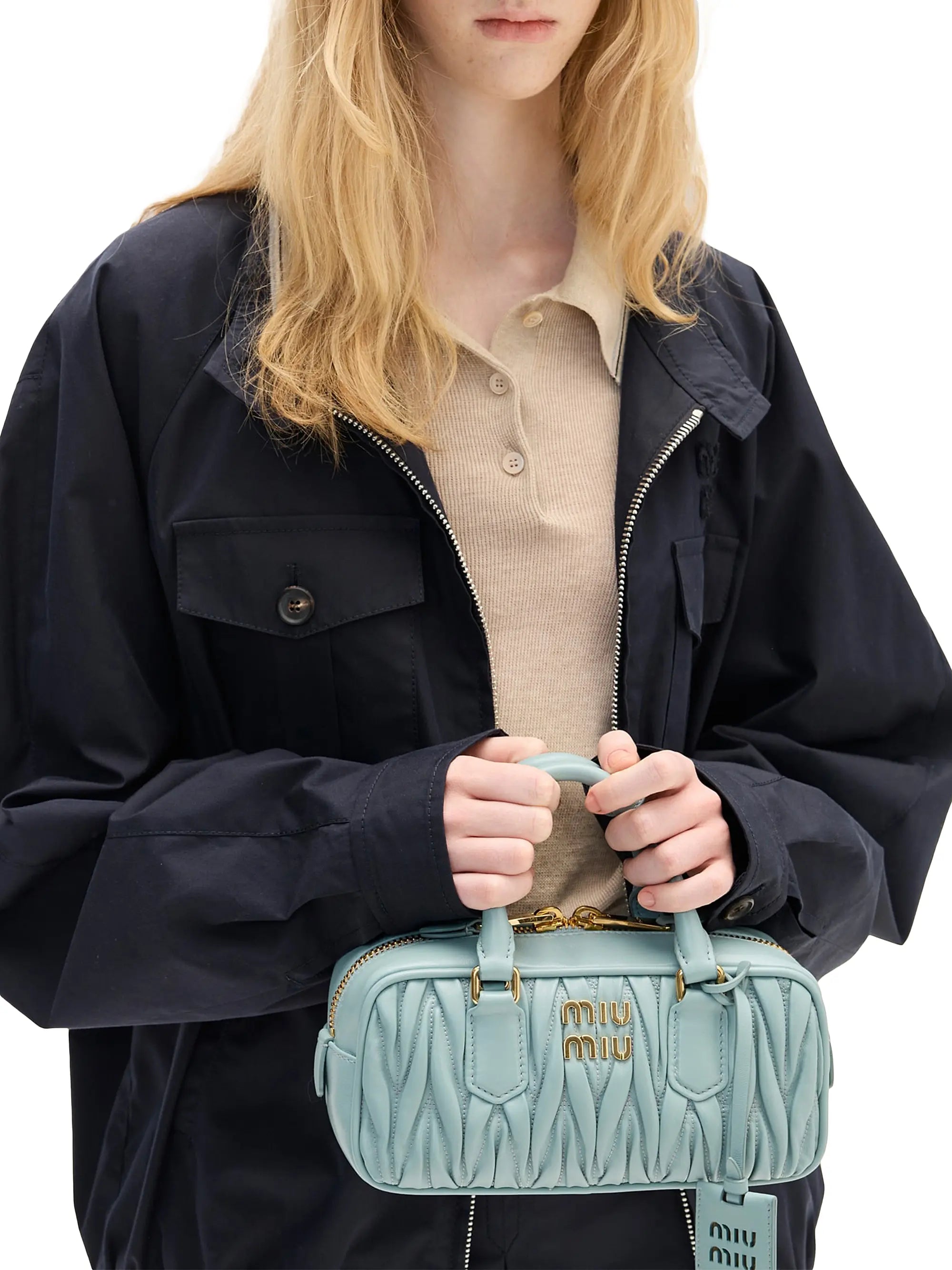 Miu Miu Arcadie Matelassé Nappa Leather Top Handle Bag