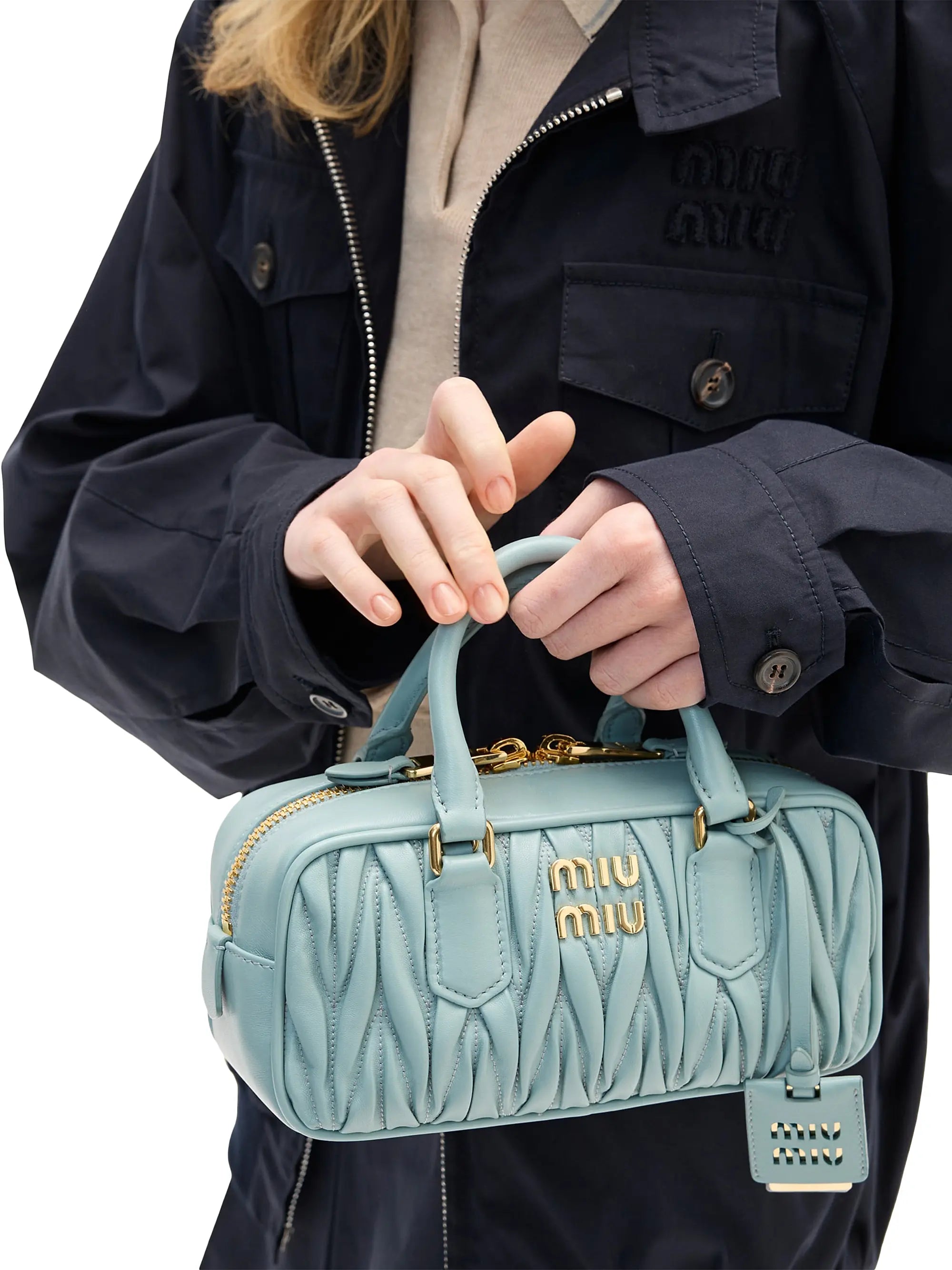 Miu Miu Arcadie Matelassé Nappa Leather Top Handle Bag