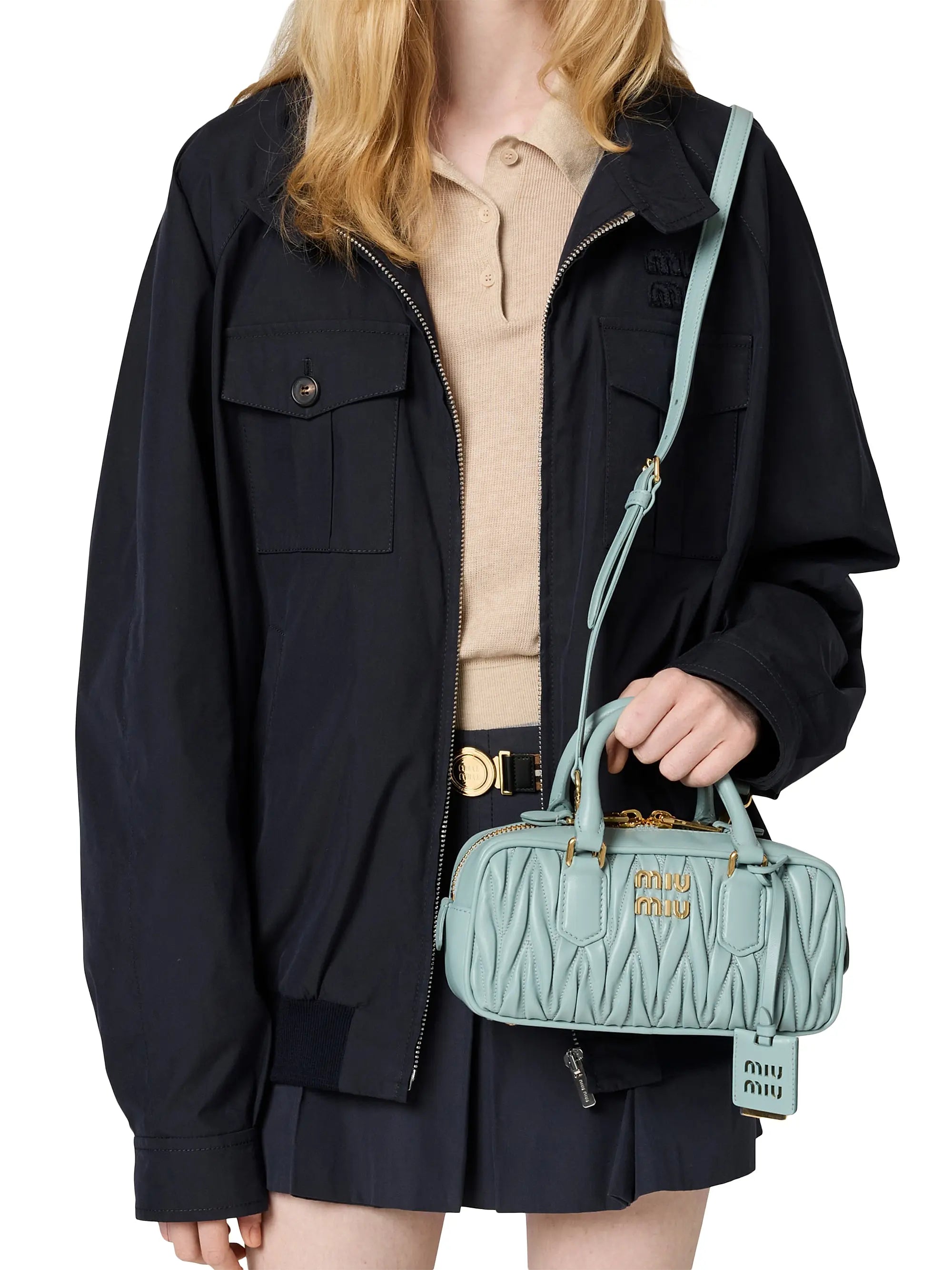 Miu Miu Arcadie Matelassé Nappa Leather Top Handle Bag