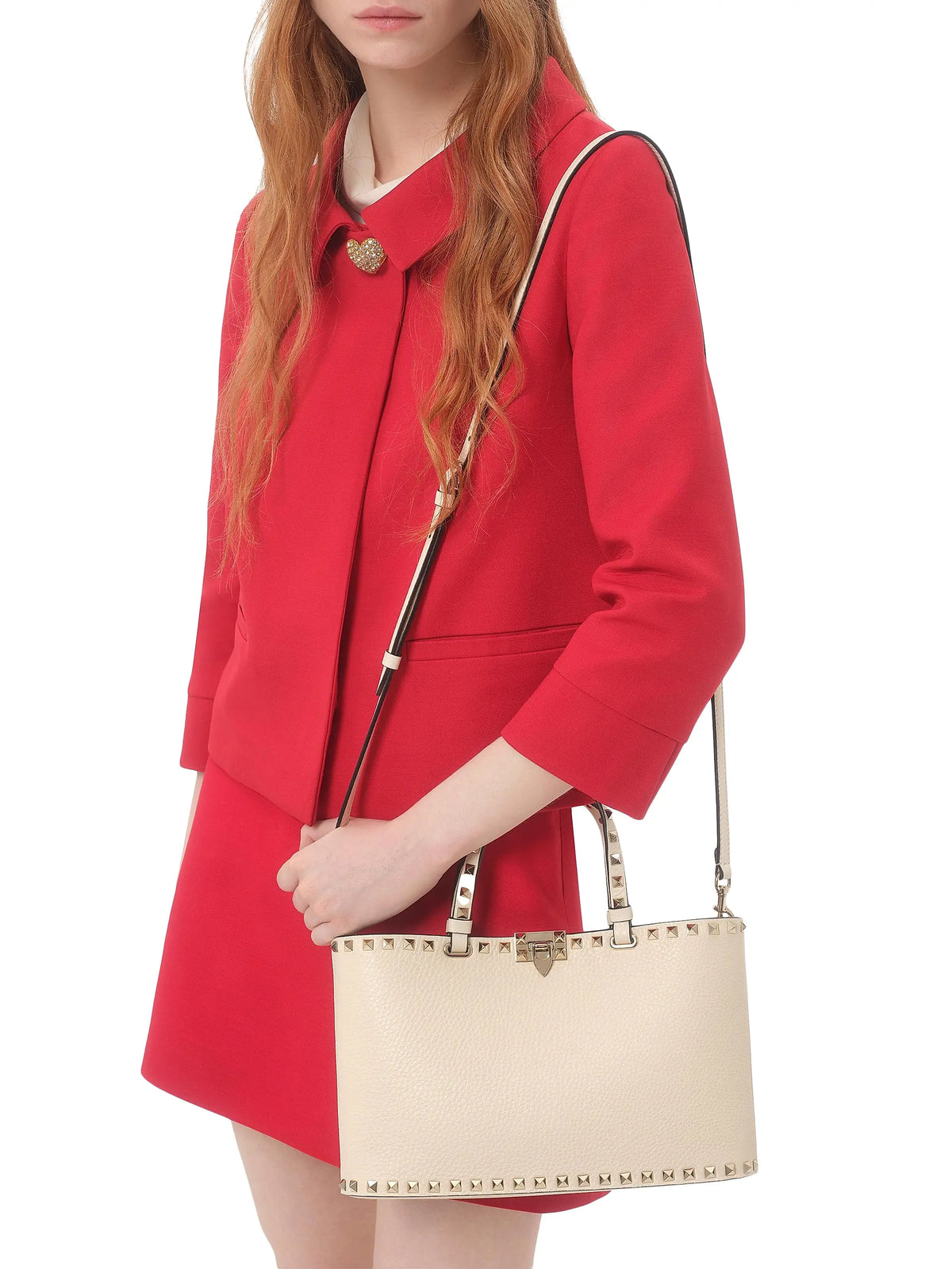 Valentino Garavani Rockstud Small Shopping Bag in Grainy Calfskin