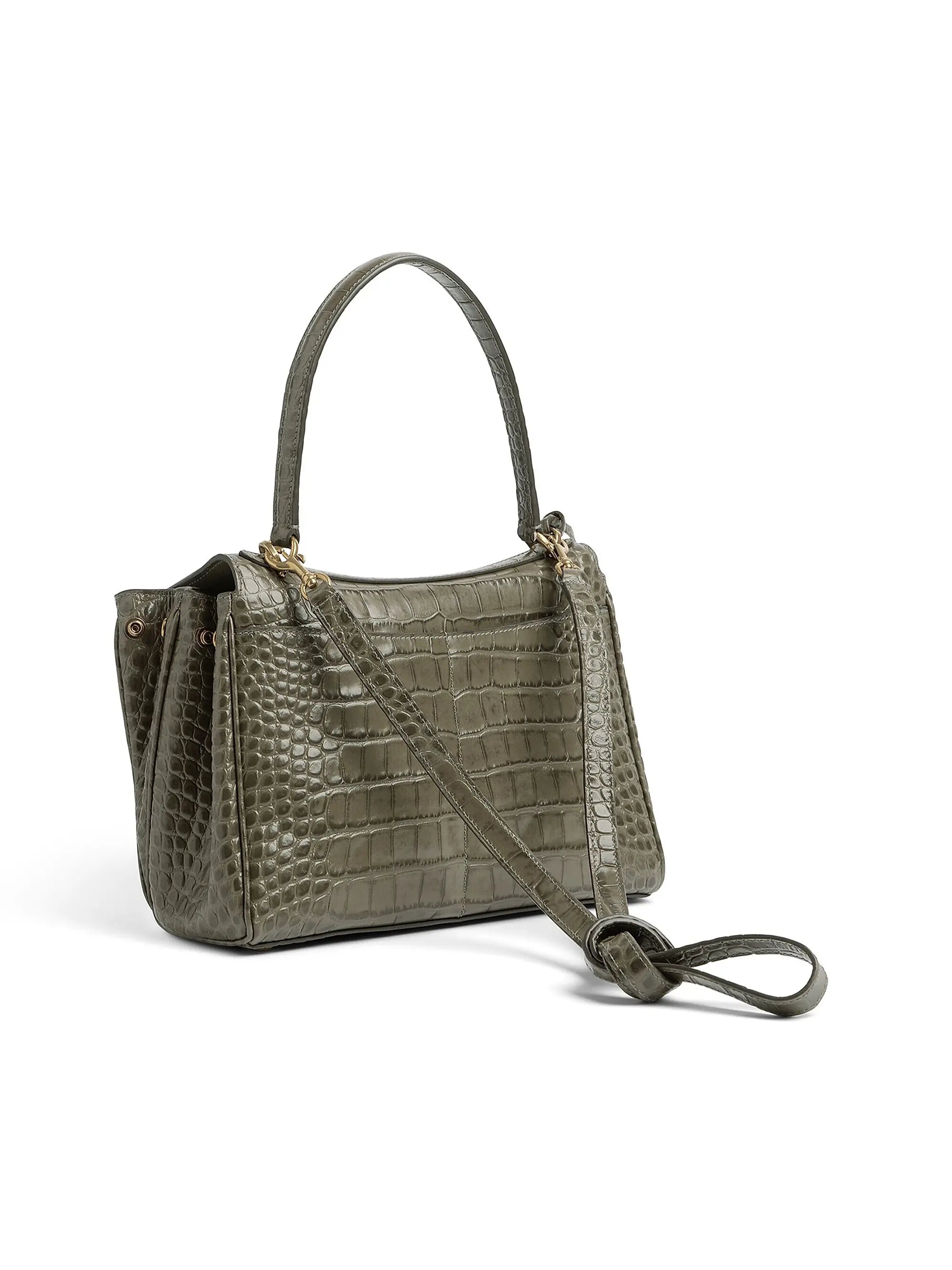 Balenciaga Rodeo Small Crocodile Embossed Shoulder Bag