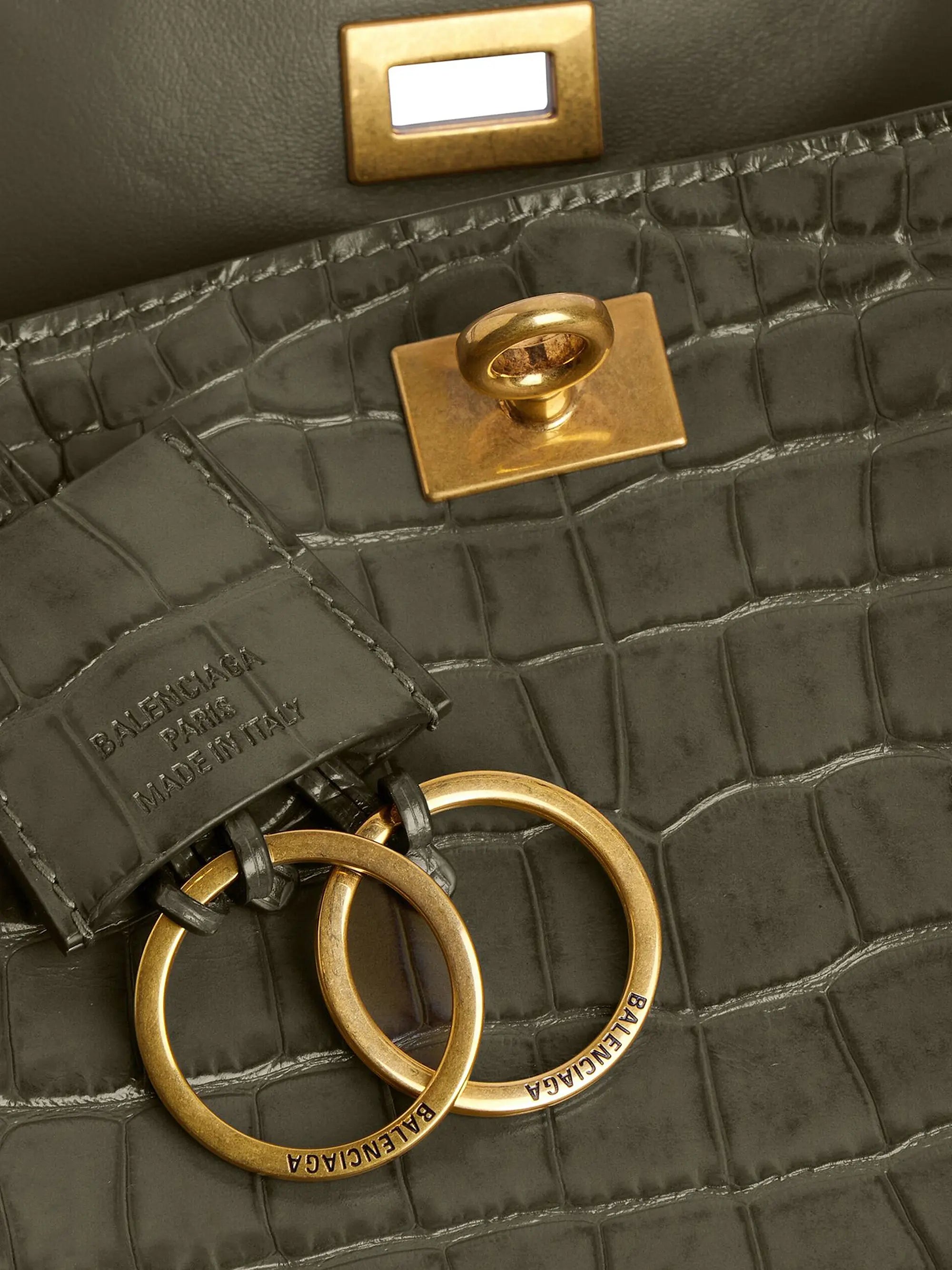 Balenciaga Rodeo Small Crocodile Embossed Shoulder Bag