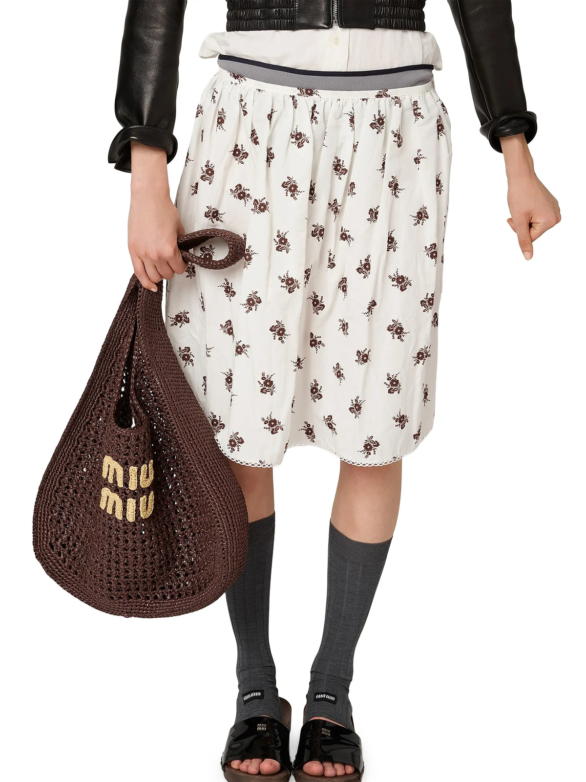 Miu Miu Raffia-Effect Woven Hobo Bag
