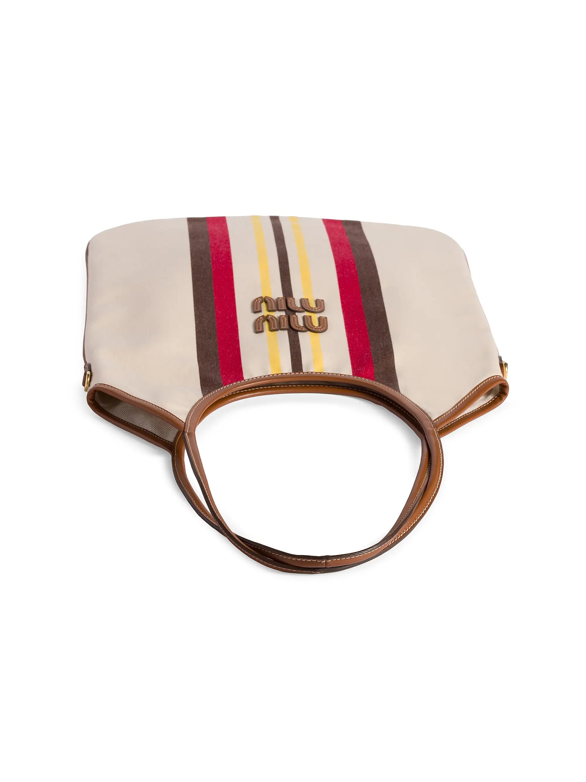Miu Miu Ivy Canvas and Leather Tote Bag