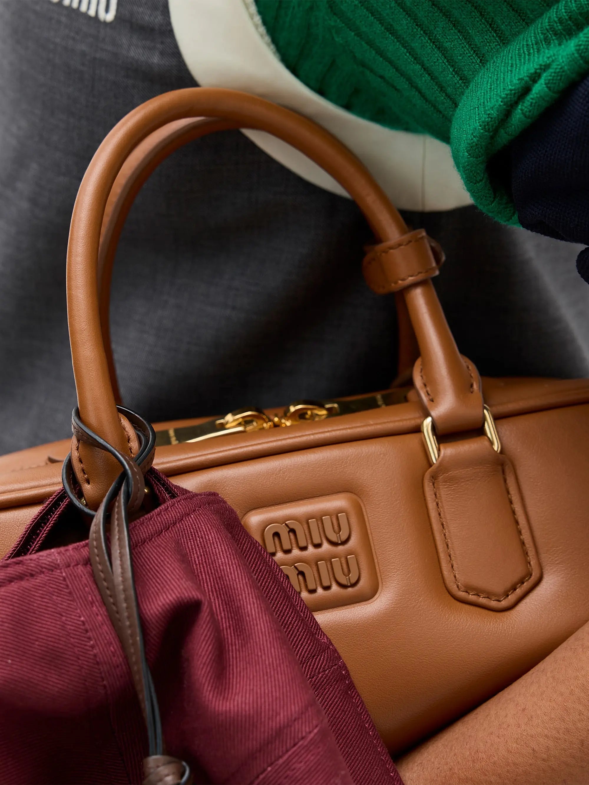 Miu Miu Arcadie Leather Top Handle Bag