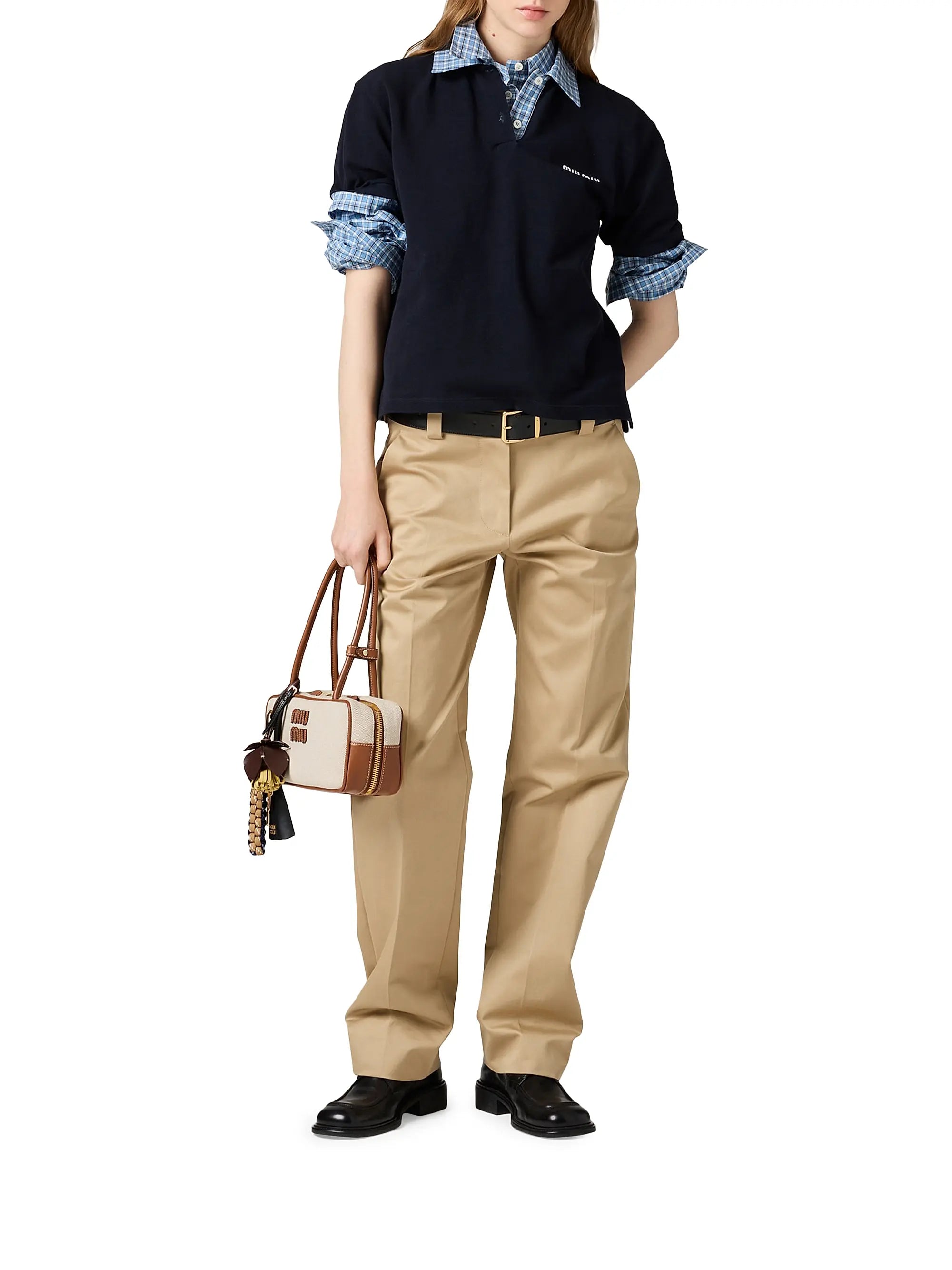 Miu Miu Beau Canvas and Leather Top Handle Bag