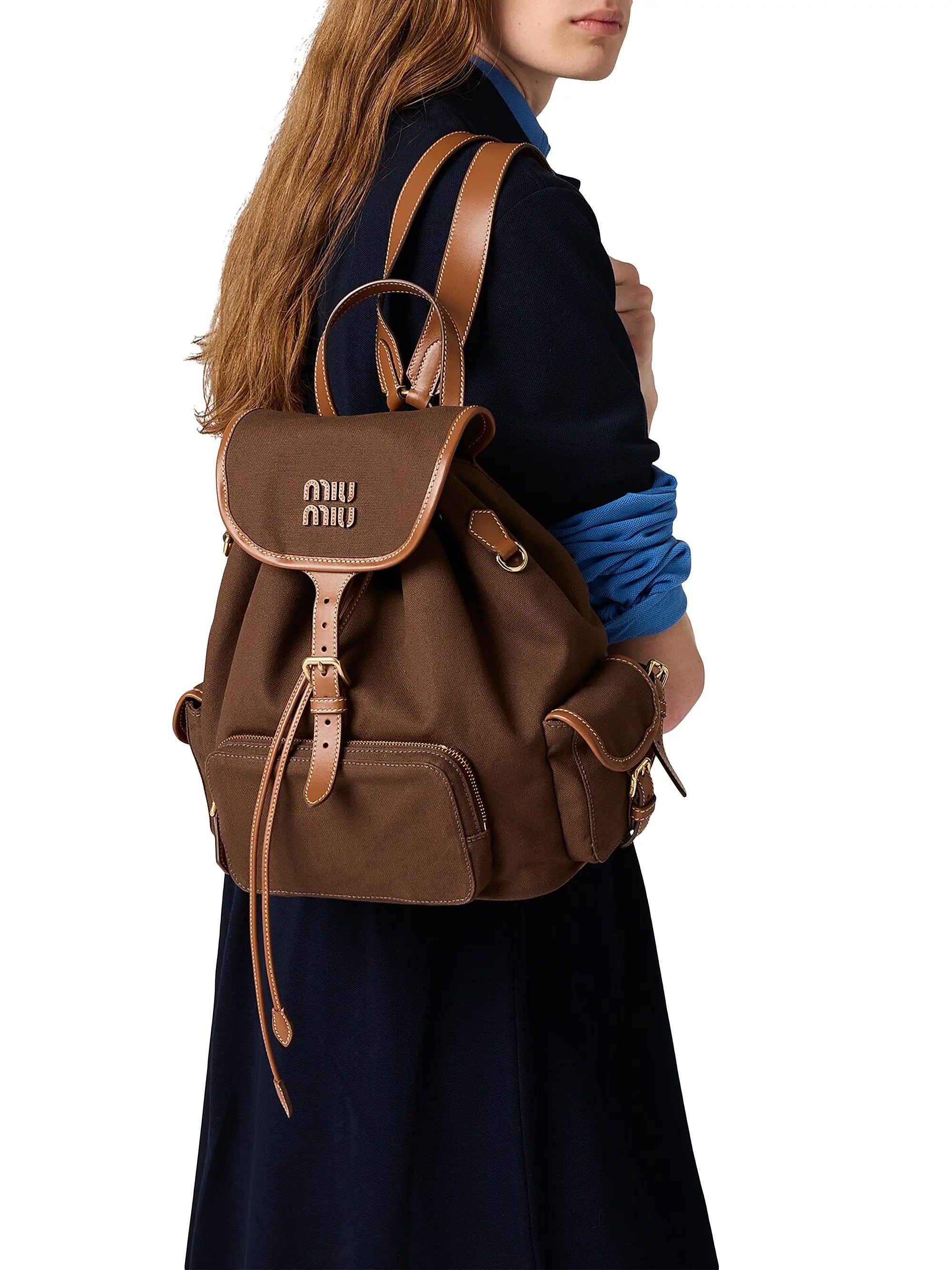 Miu Miu Canvas and Leather Backpack