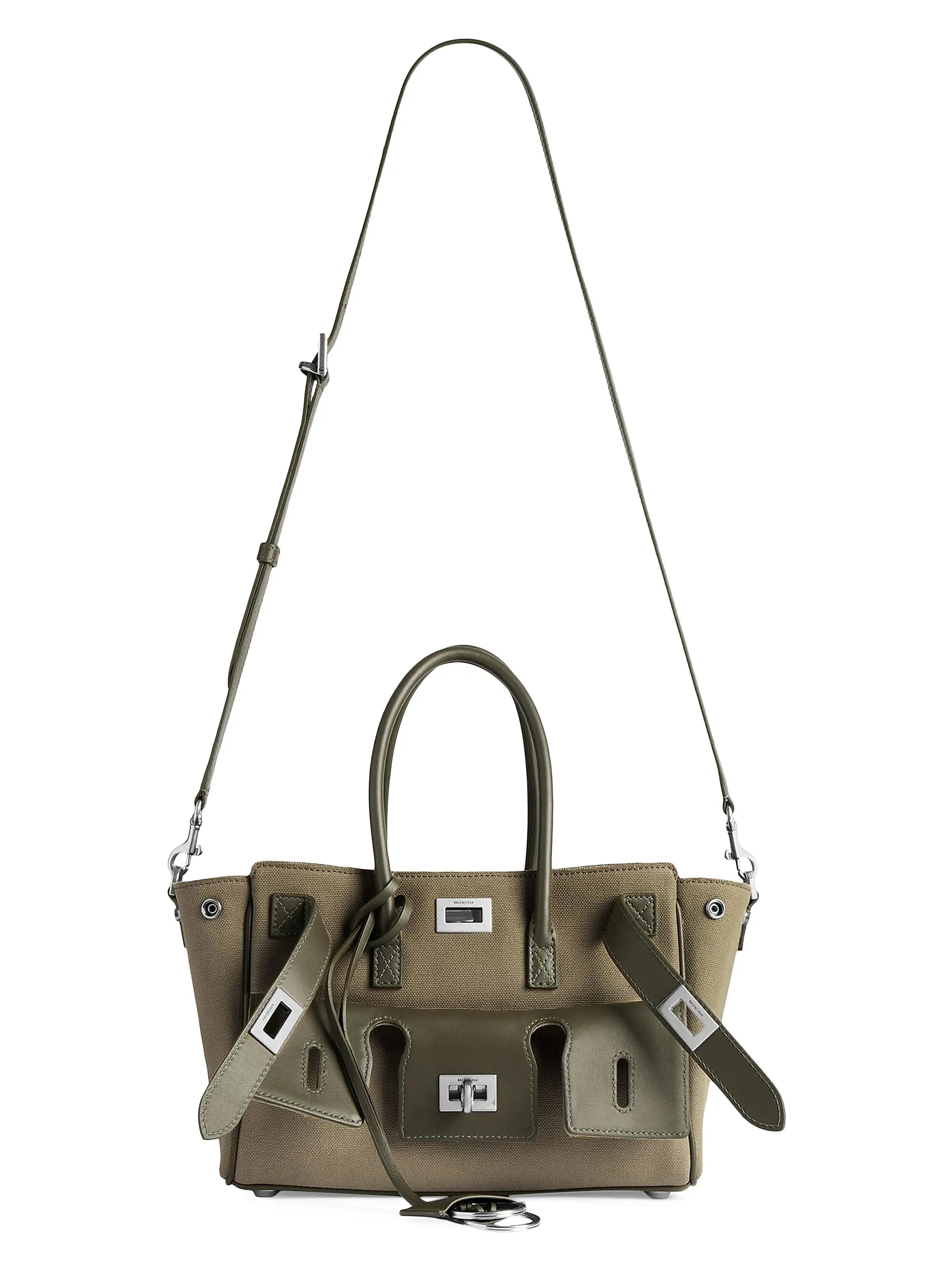 Balenciaga Bel Air Carry All Mini Cotton and Leather Top Handle Bag