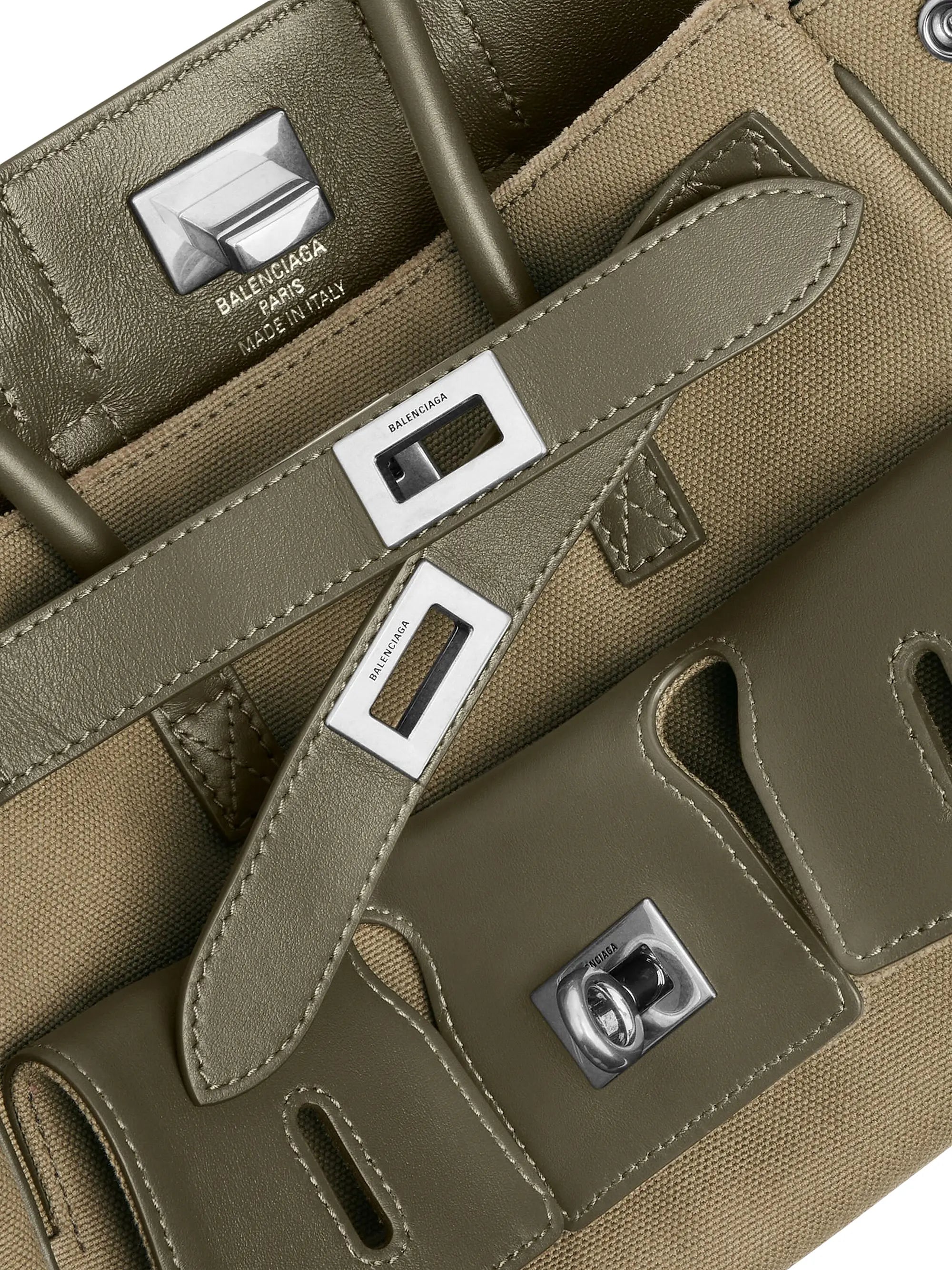 Balenciaga Bel Air Carry All Mini Cotton and Leather Top Handle Bag