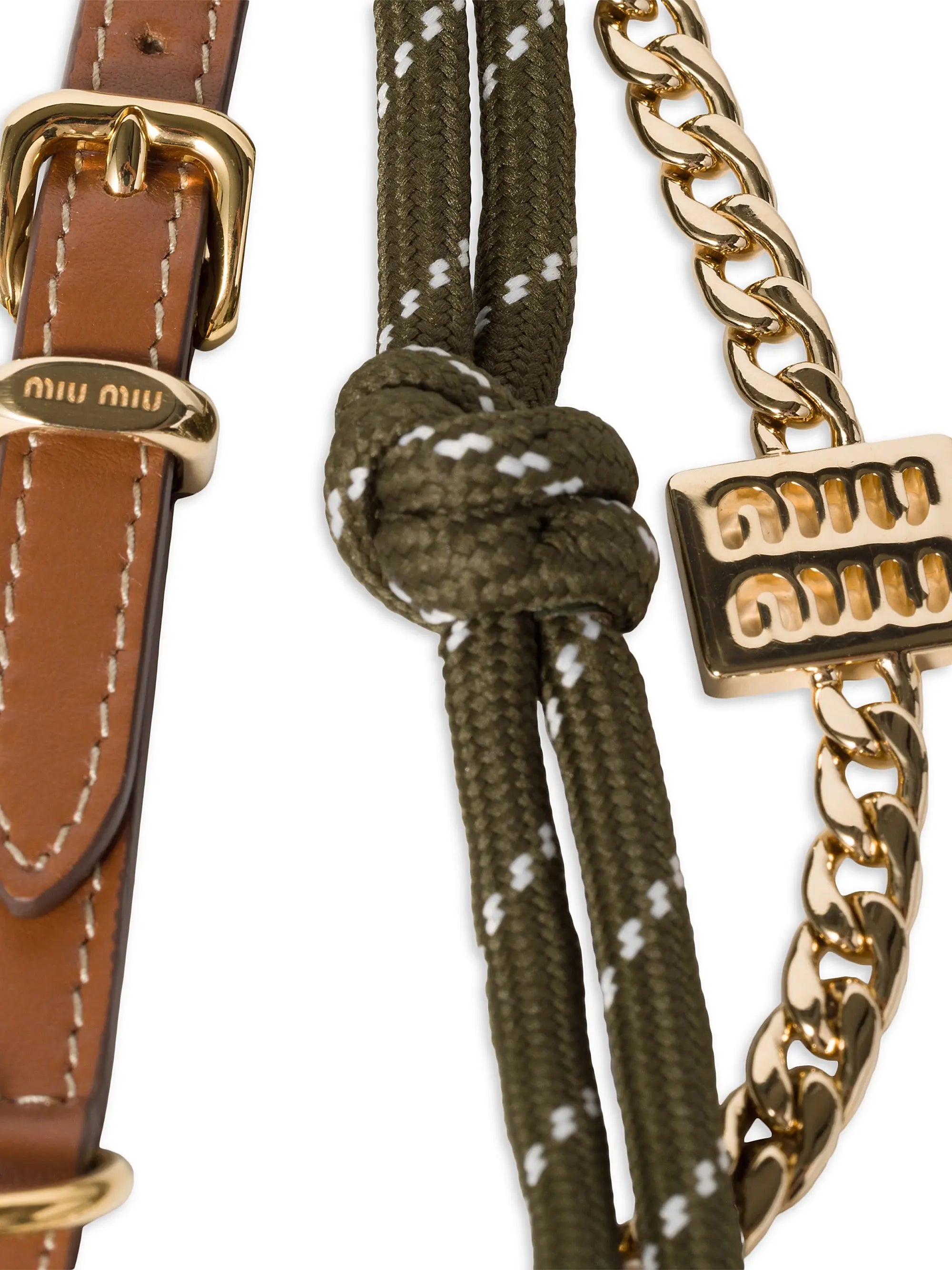 Miu Miu Leather, Cord, and Metal Trick Bag Accessory