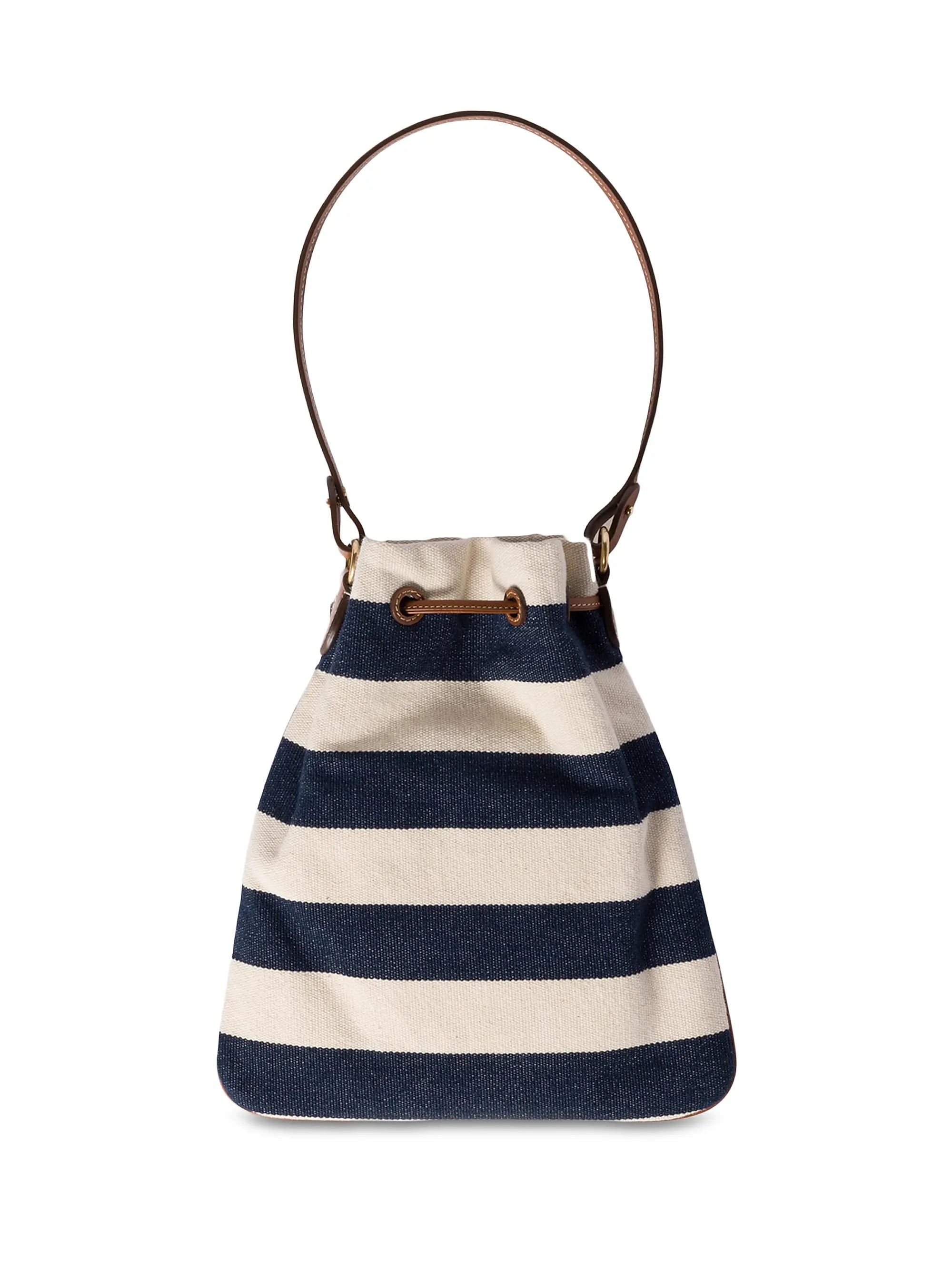 Miu Miu Striped Fabric Drawstring Top Handle Bag