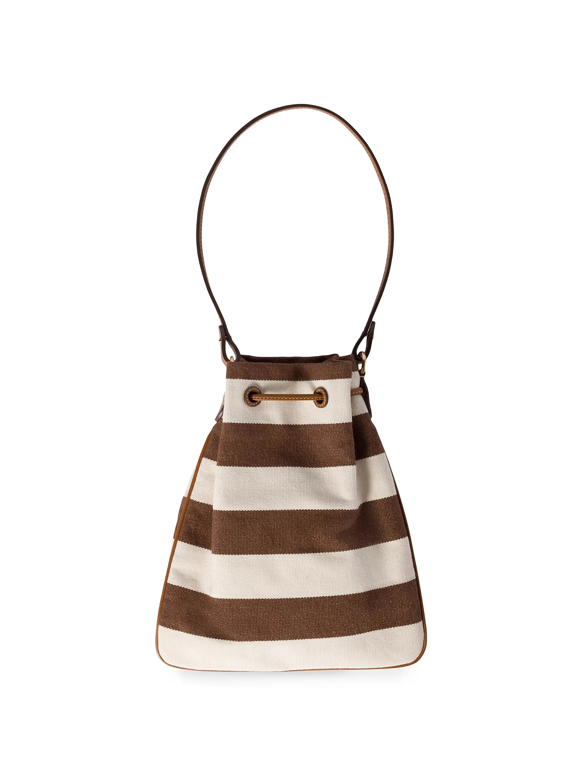 Miu Miu Striped Fabric Drawstring Top Handle Bag