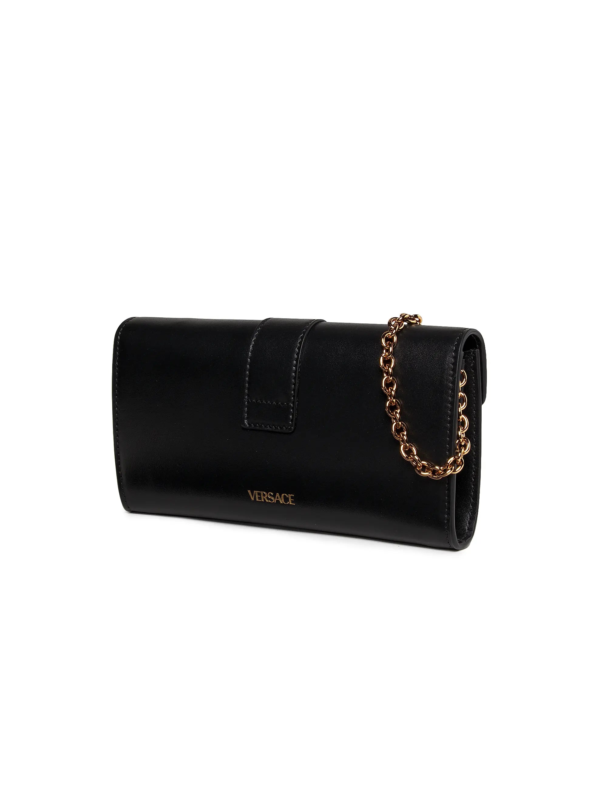 Versace V-Logo Leather Wallet-On-Chain Bag