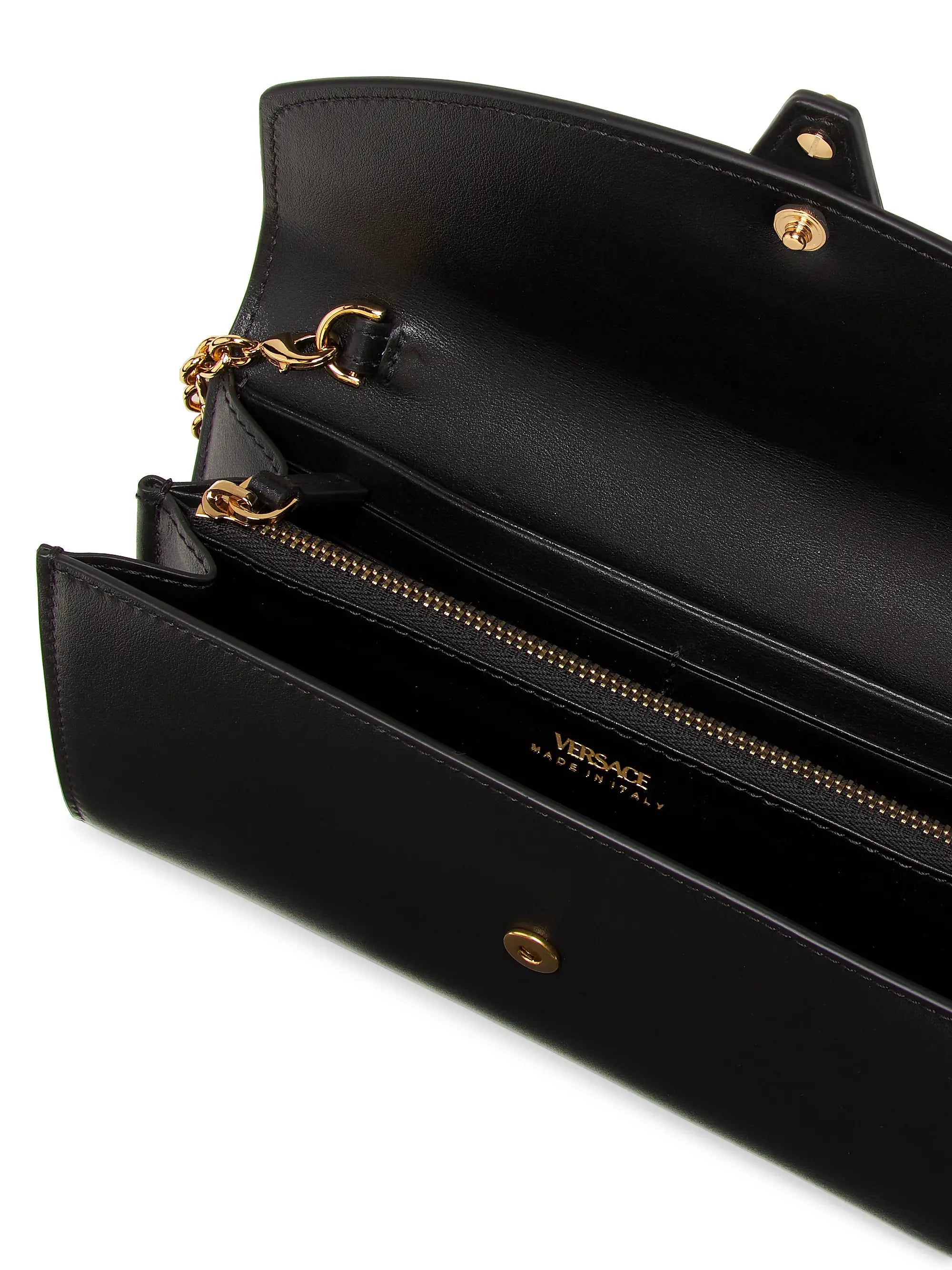 Versace V-Logo Leather Wallet-On-Chain Bag