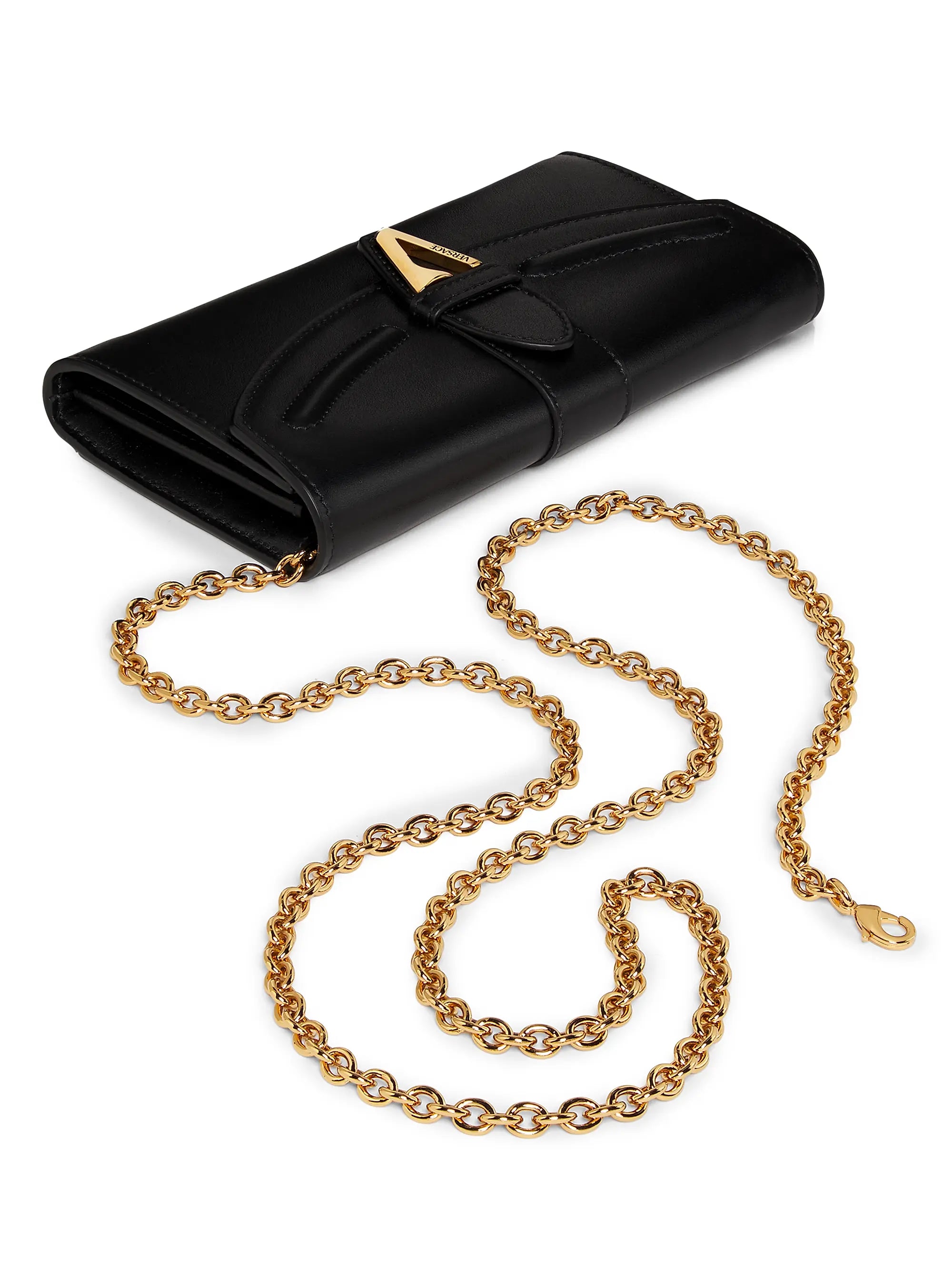 Versace V-Logo Leather Wallet-On-Chain Bag