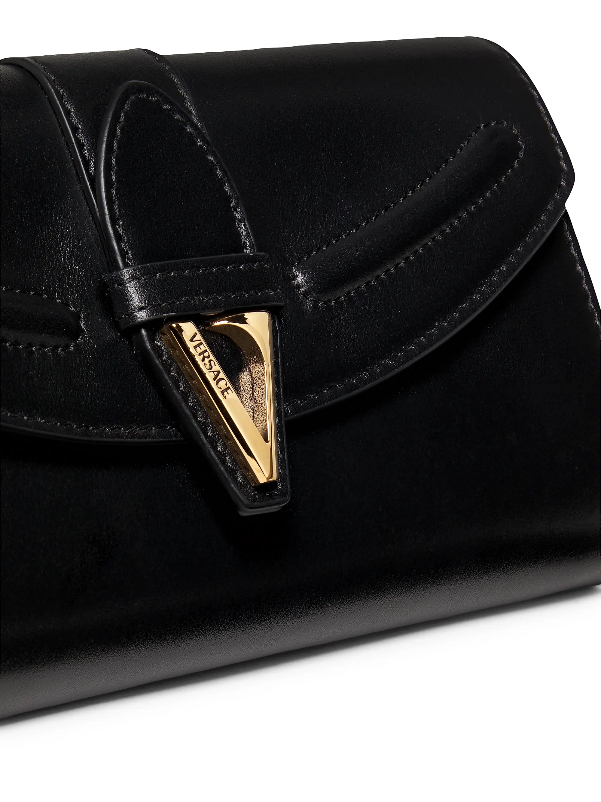 Versace V-Logo Leather Wallet-On-Chain Bag
