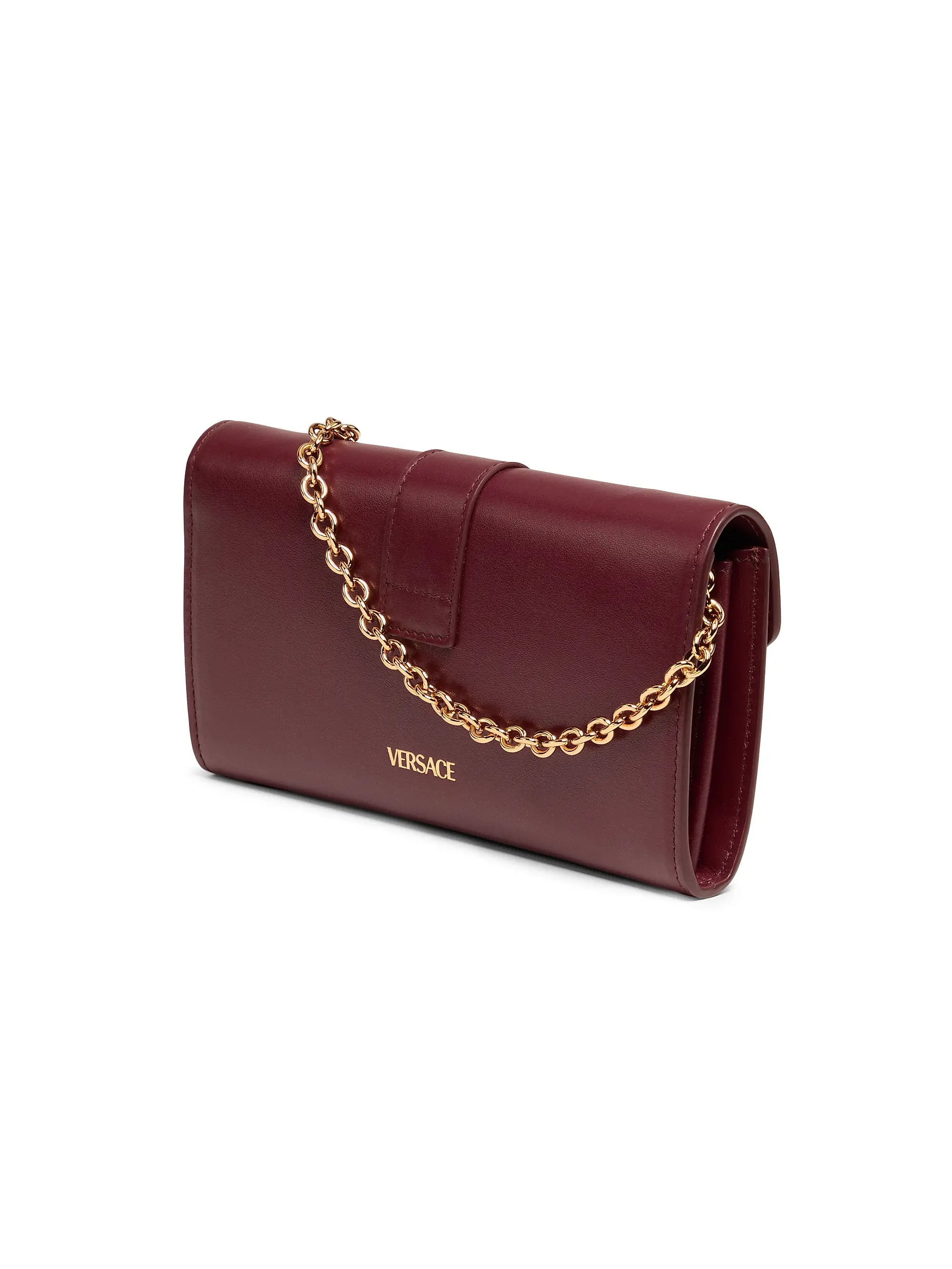 Versace V-Logo Leather Wallet-On-Chain Bag
