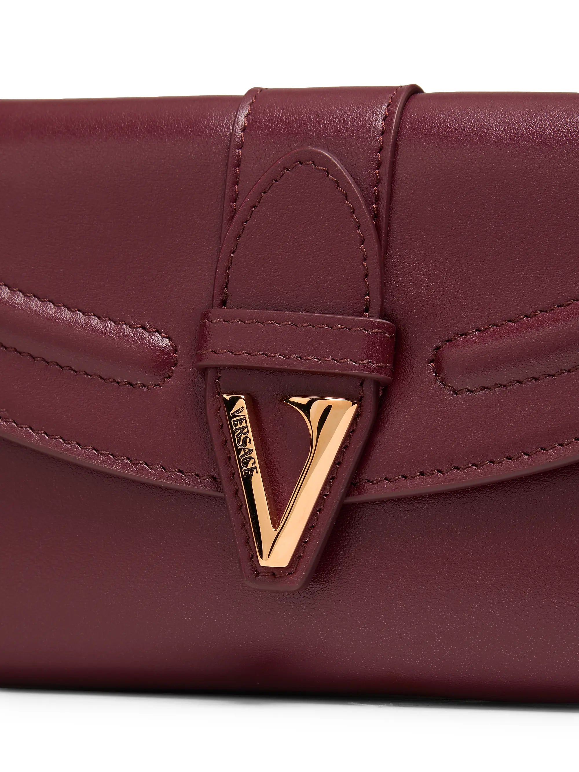 Versace V-Logo Leather Wallet-On-Chain Bag