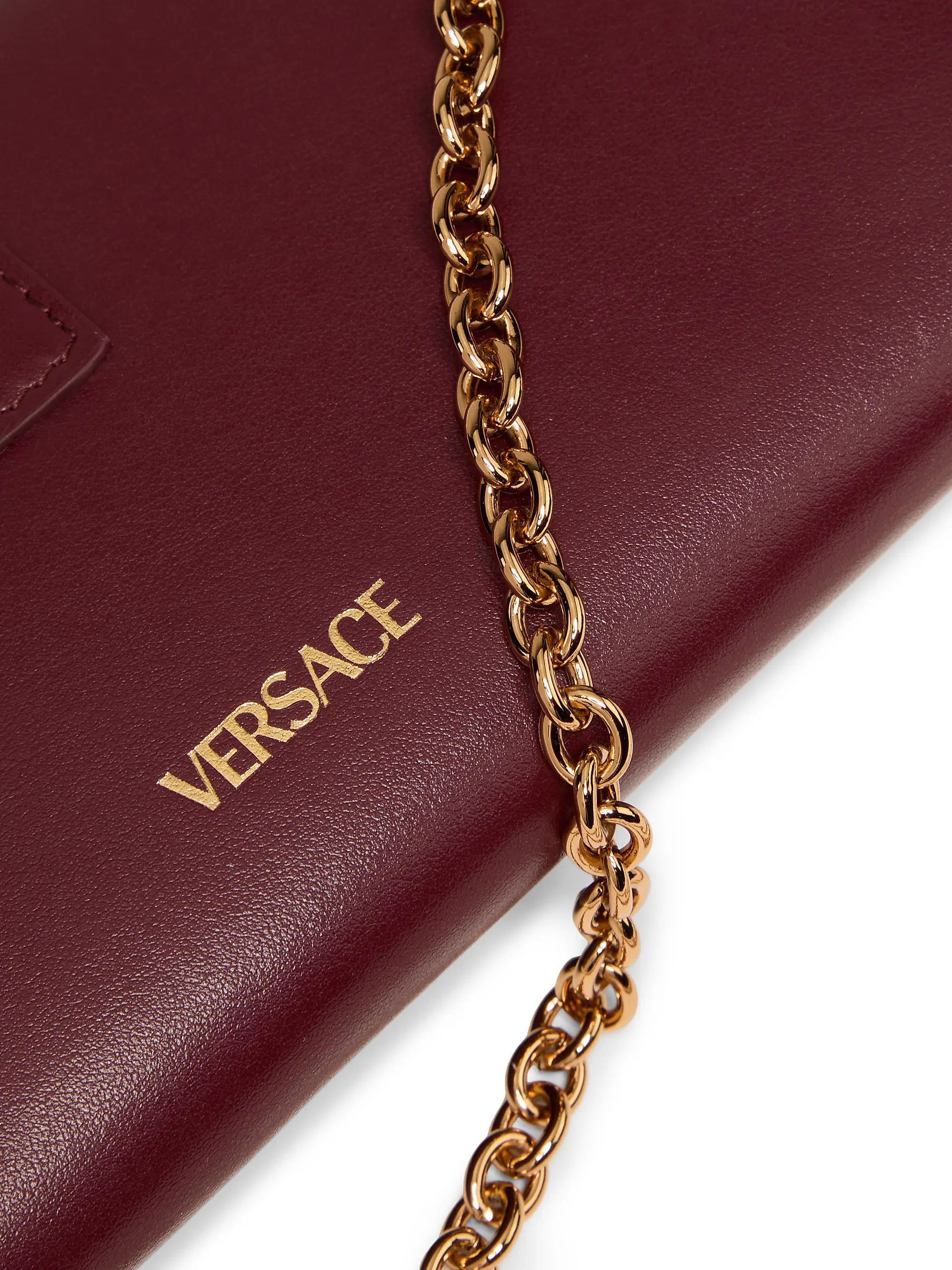 Versace V-Logo Leather Wallet-On-Chain Bag