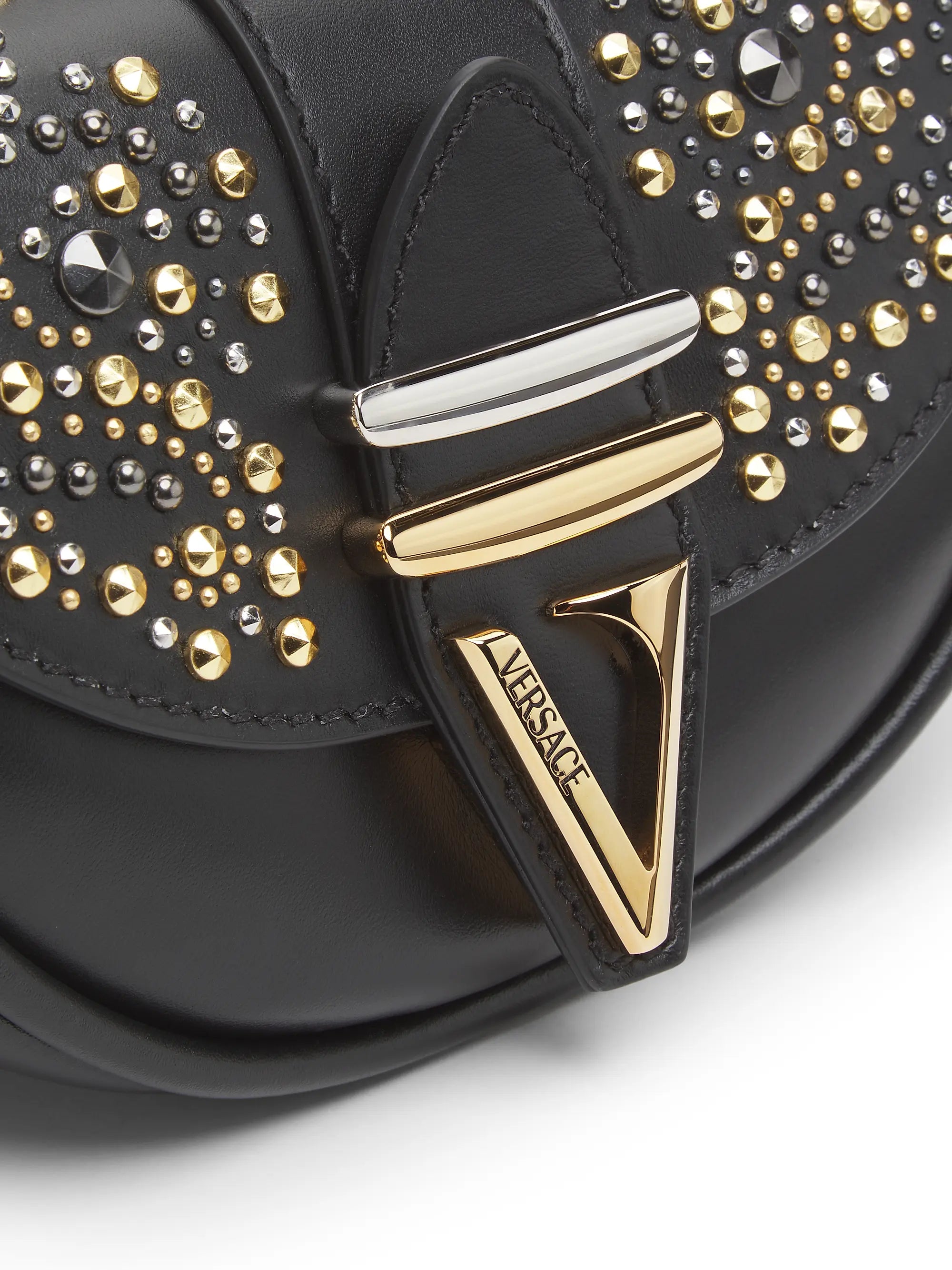Versace Virtus Leather Small Shoulder Bag