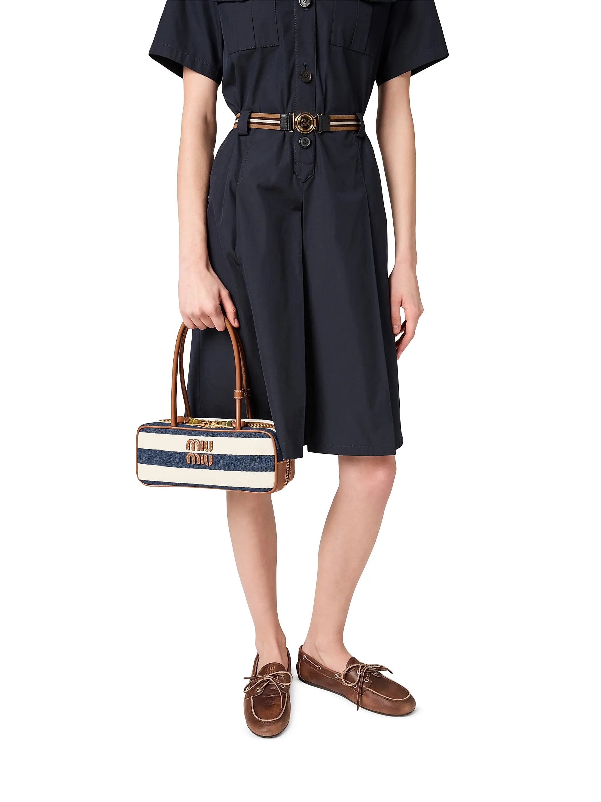 Miu Miu Beau Canvas and Leather Top Handle Bag