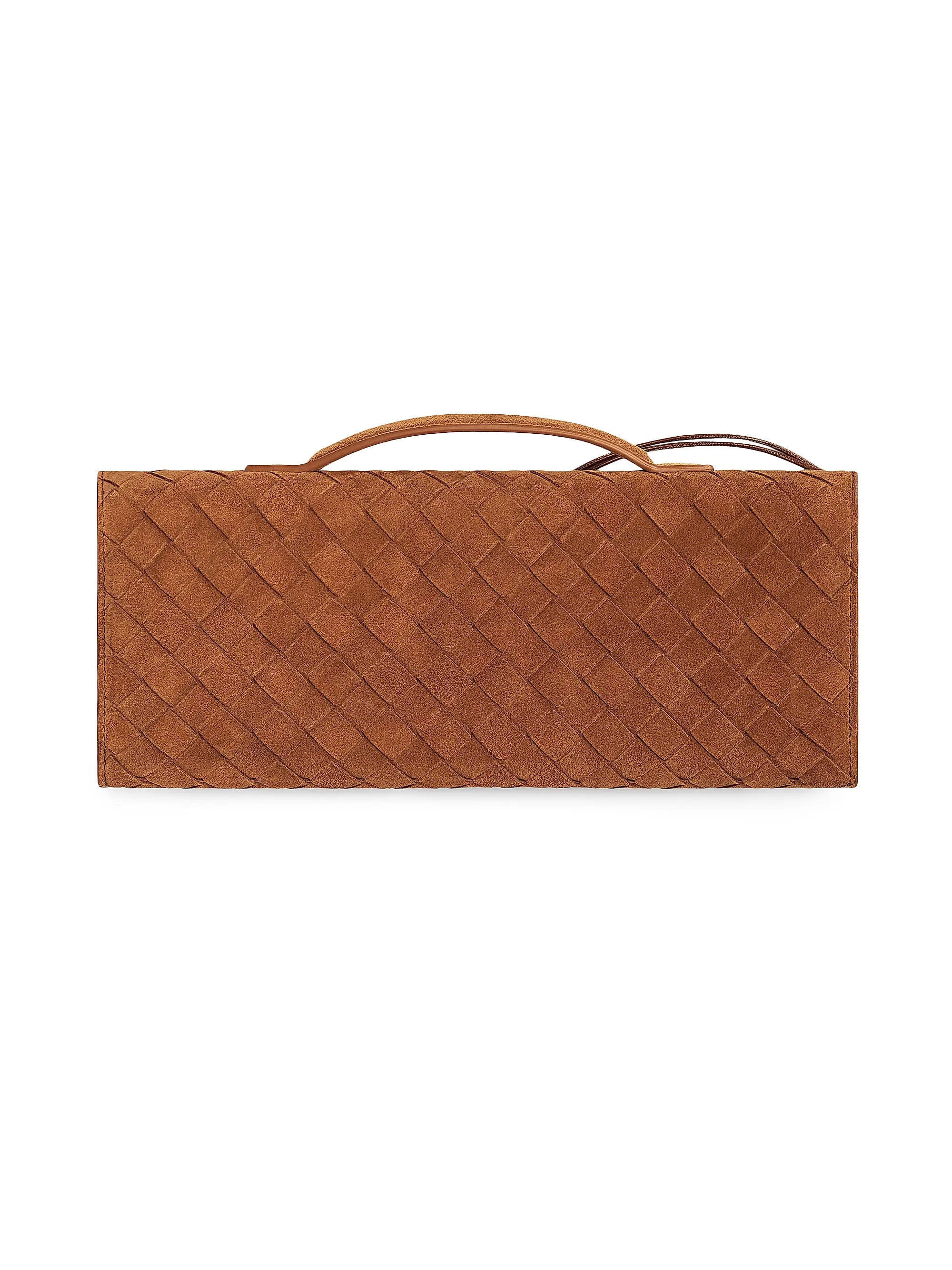 Bottega Veneta Andiamo Intrecciato Suede Top-Handle Clutch