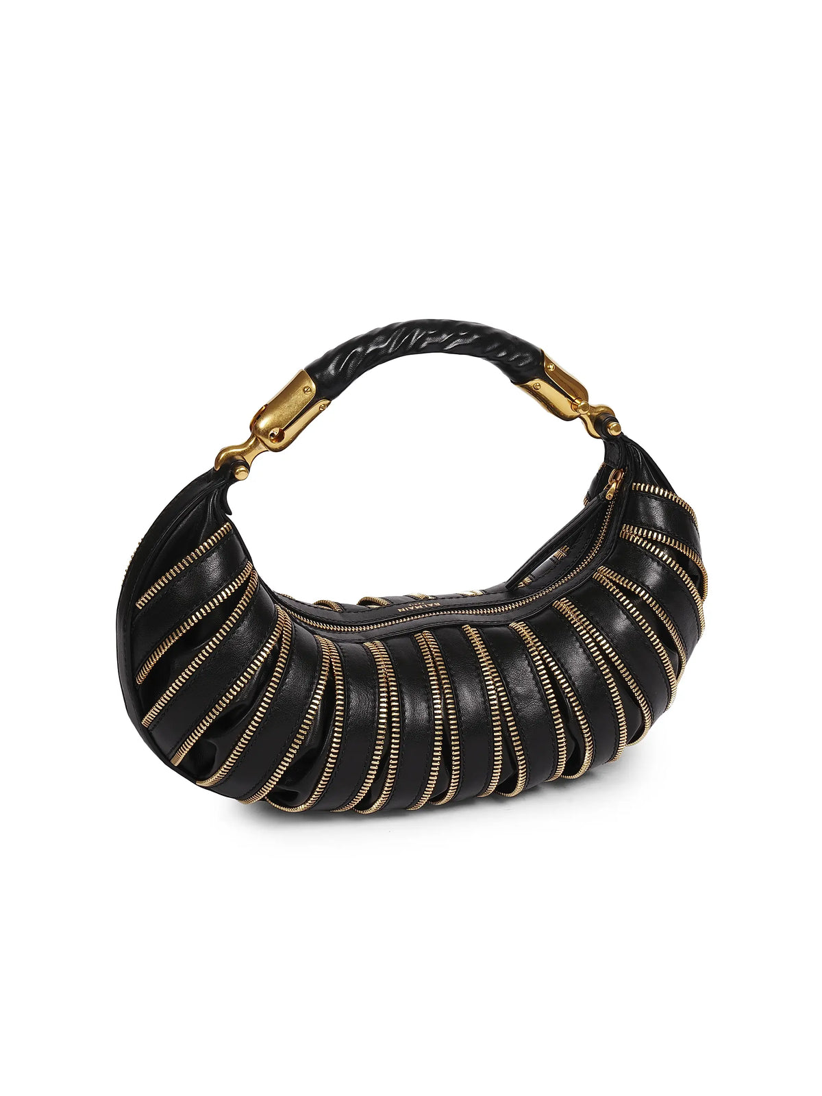 Balmain Medium Ebene Leather Top Handle Bag