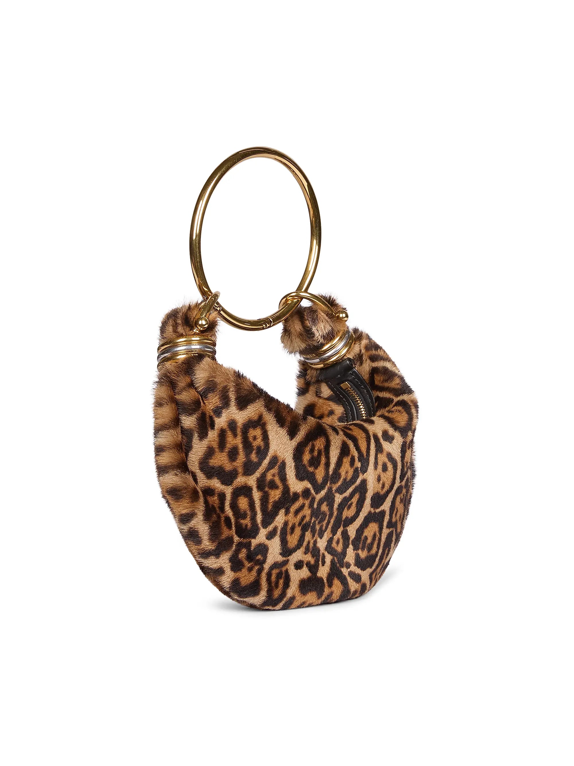 Chloé Bracelet Leopard-Print Shearling Bag