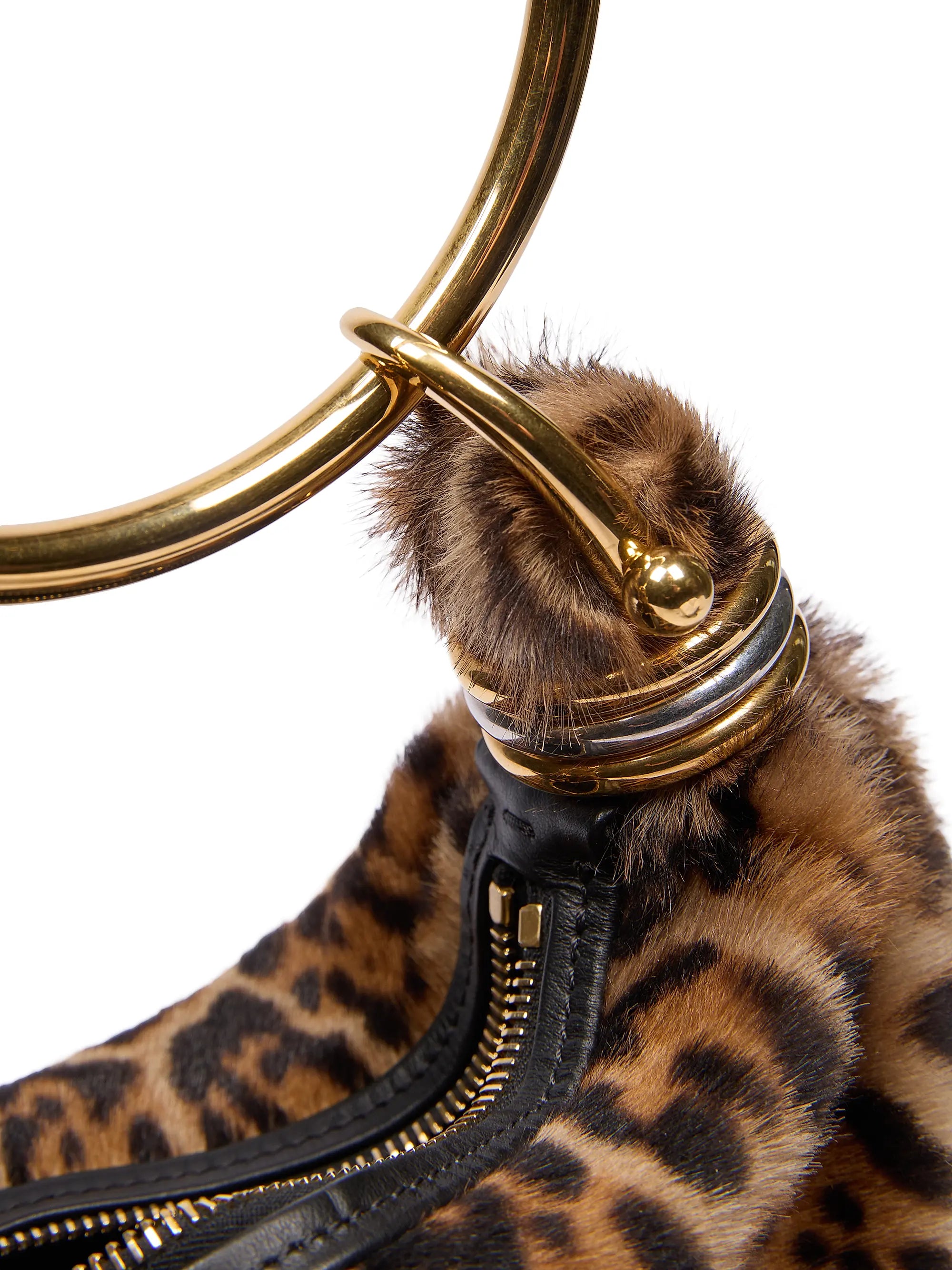Chloé Bracelet Leopard-Print Shearling Bag