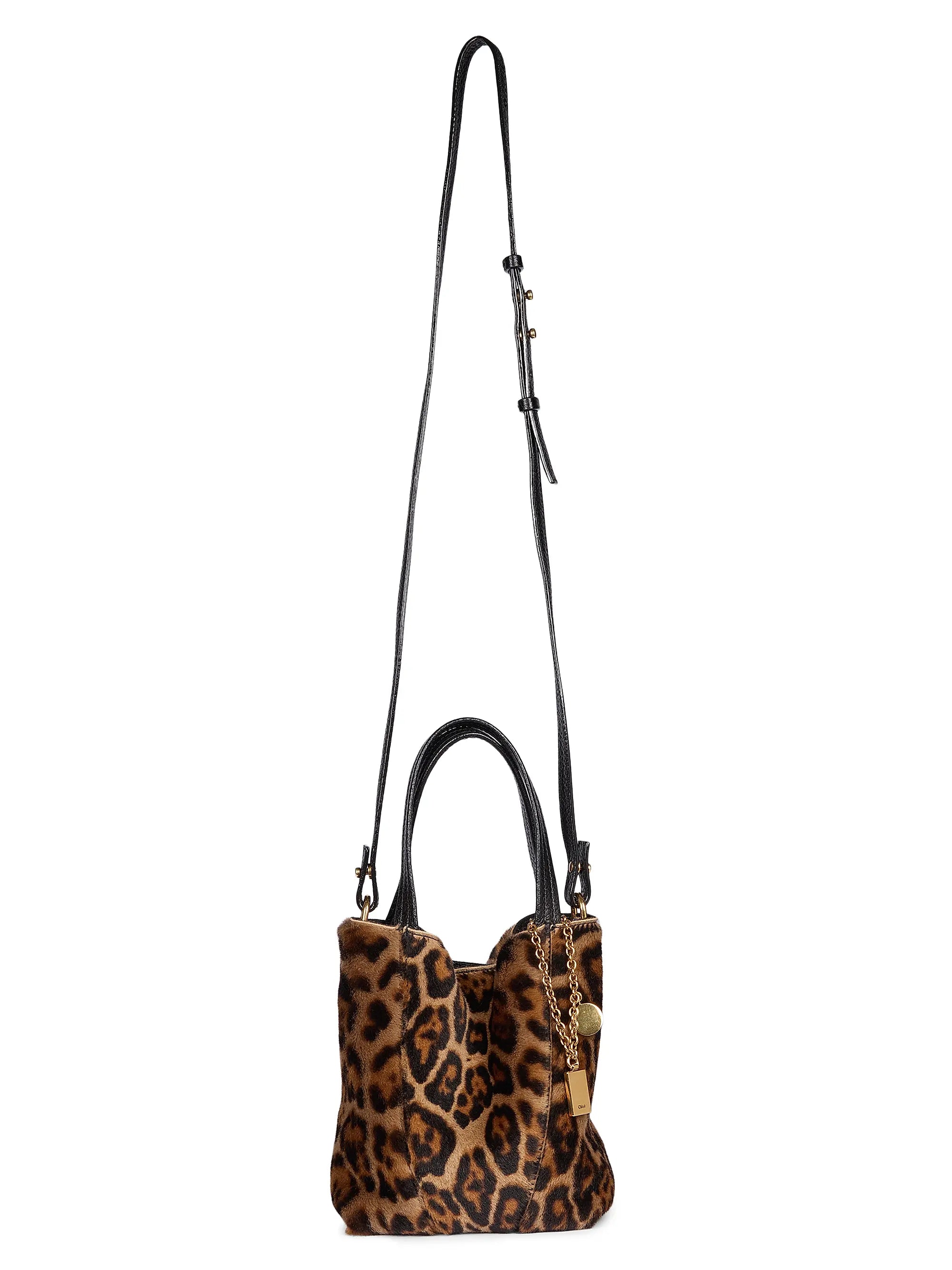 Chloé Spin Leopard-Print Shearling Tote Bag